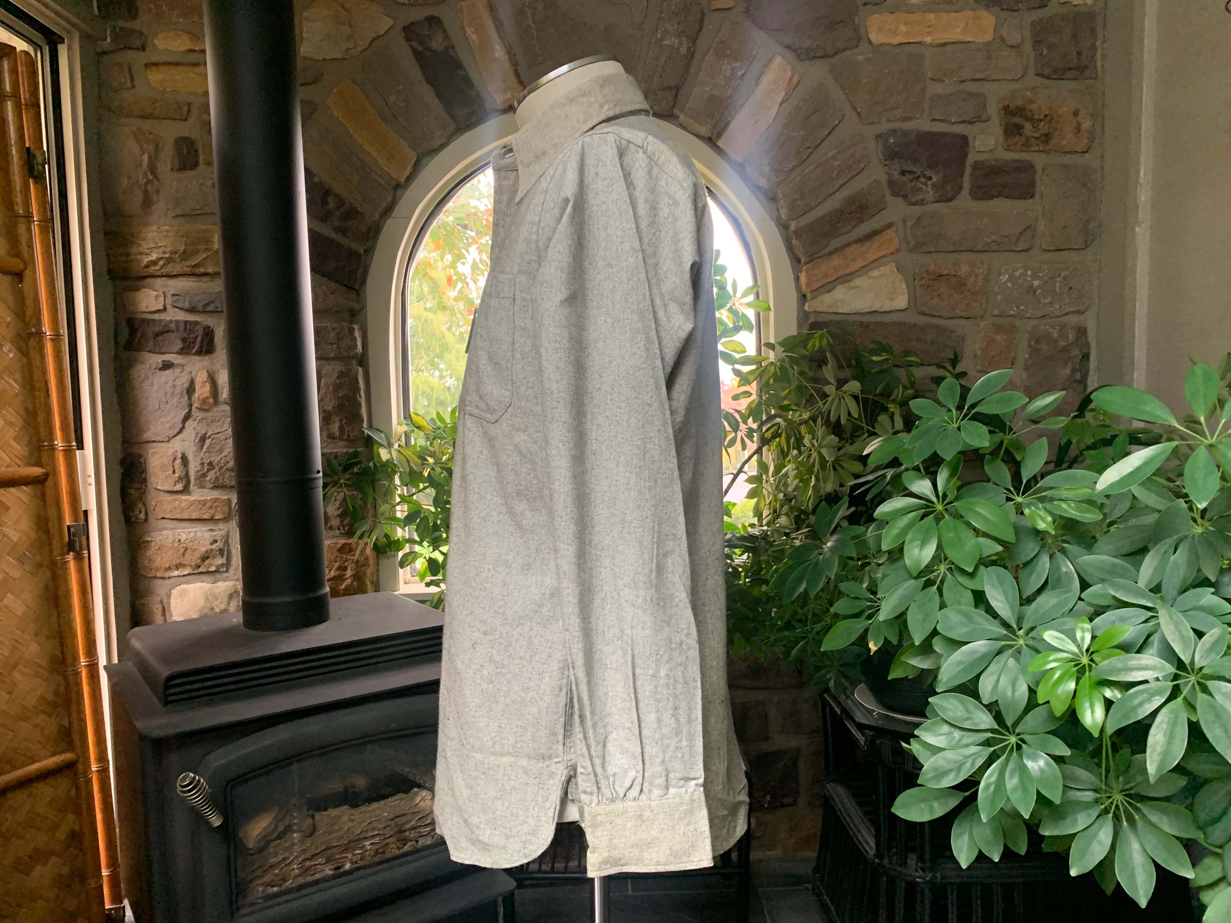 Mens Gray Long Sleeve Reused Wool And Cotton Shirt By Elbeco Wide Awake Shirt Co - Image 5