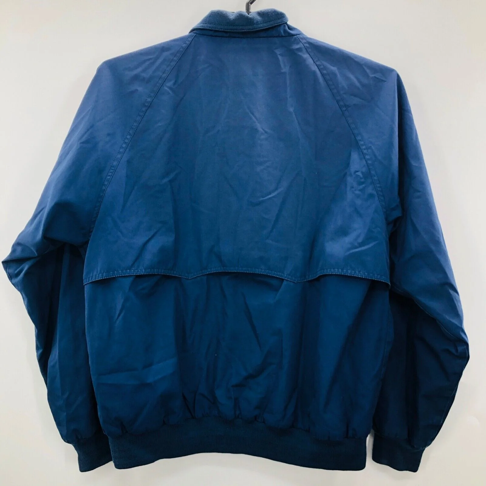Mens Harrington Jacket Large Vintage Blue Cotton Full Zip Collared by Eddie Bauer - Image 2