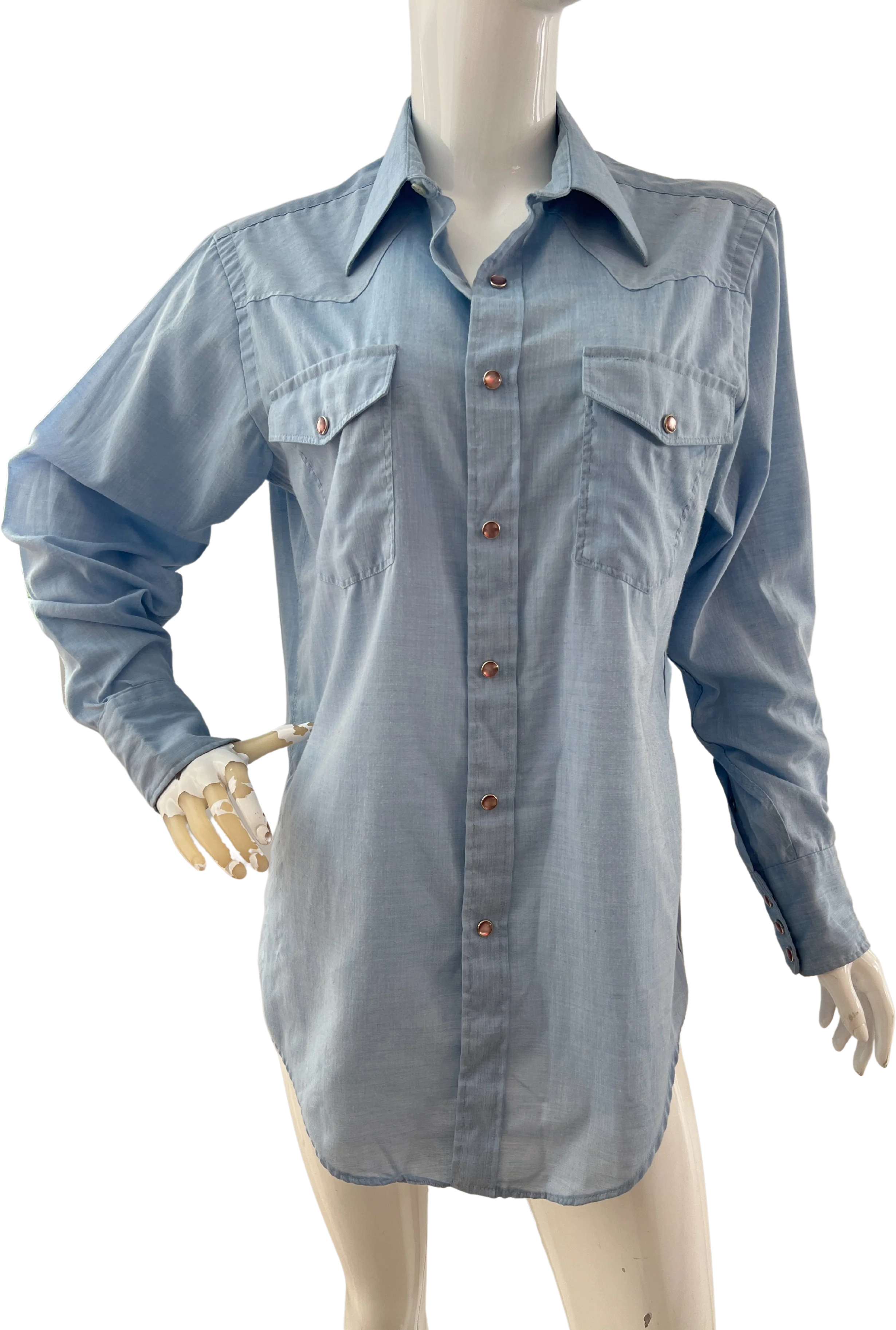 Mens Light Blue Long Sleeve Button Up by Stetson