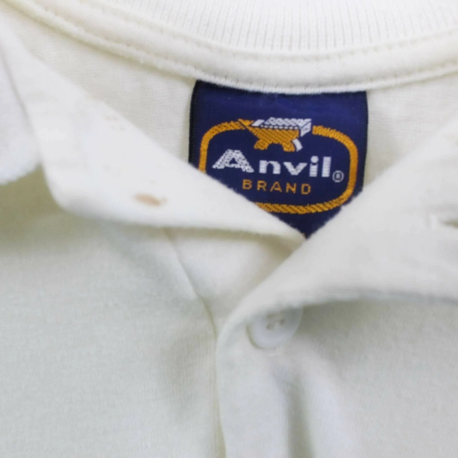 Men's Polo Shirt White Blue '84 Us Open Collared Button Short Sleeve by Anvil - Image 3