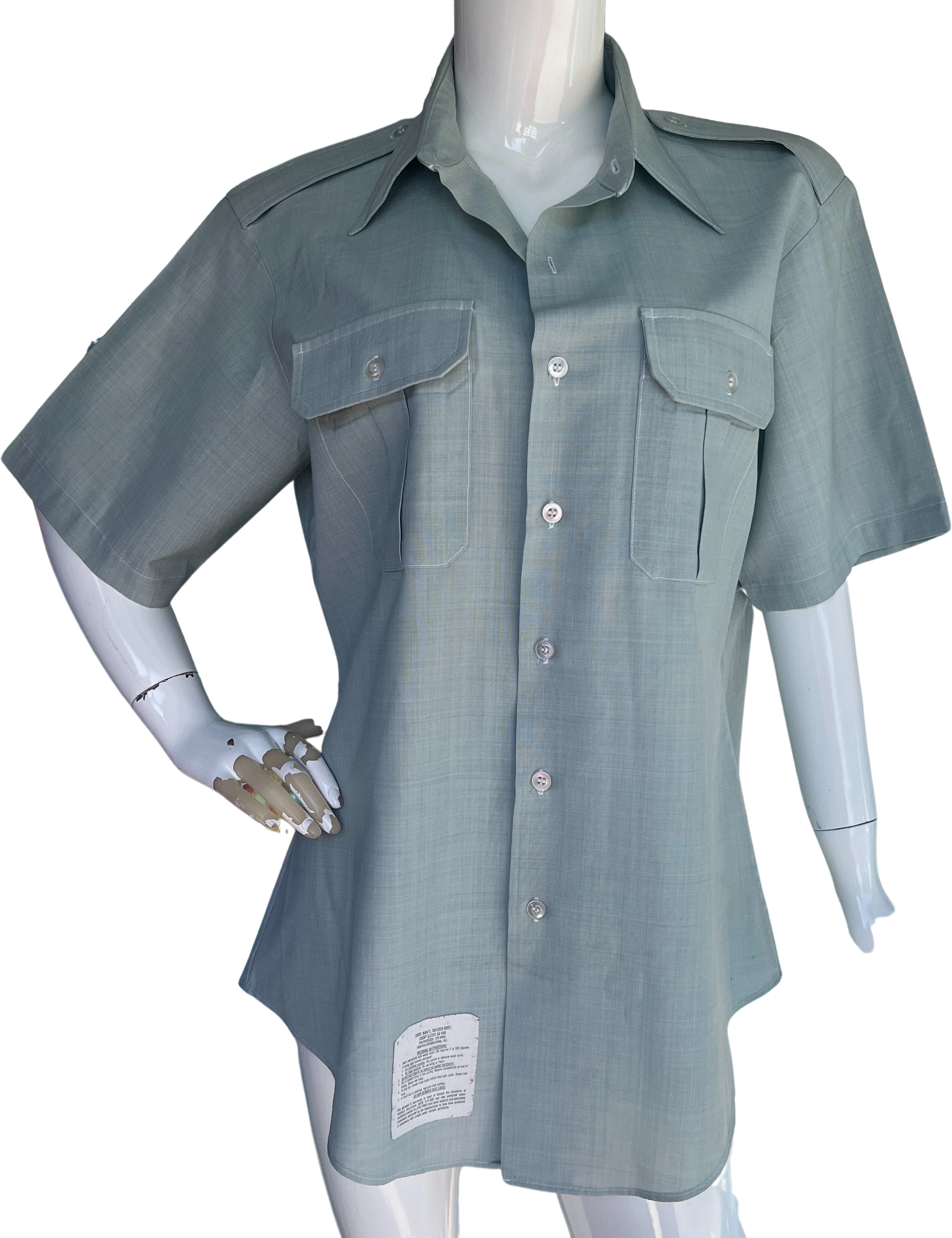 Mens Seafoam Green Military Short Sleeve Button Up by Propper