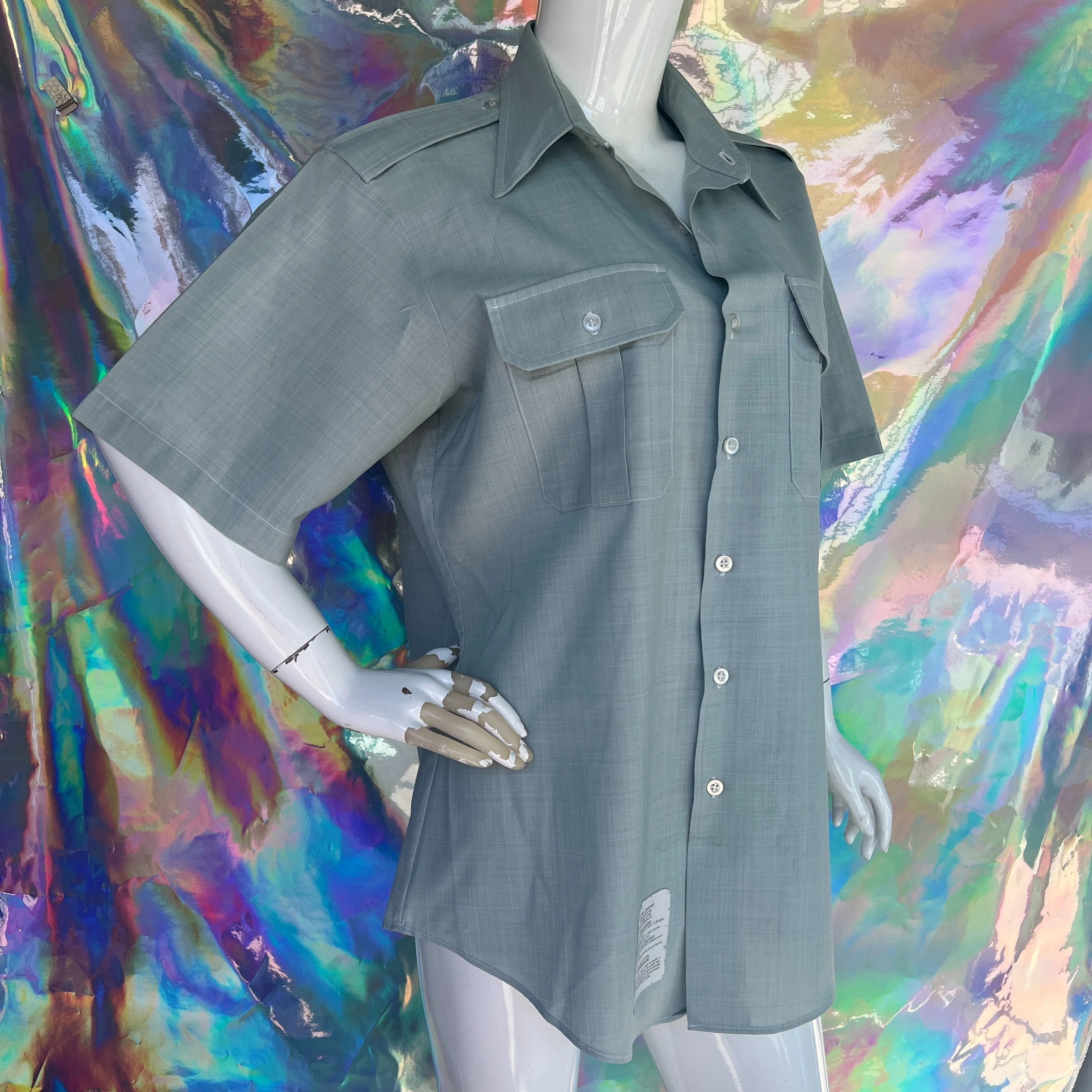 Mens Seafoam Green Military Short Sleeve Button Up by Propper - Image 9