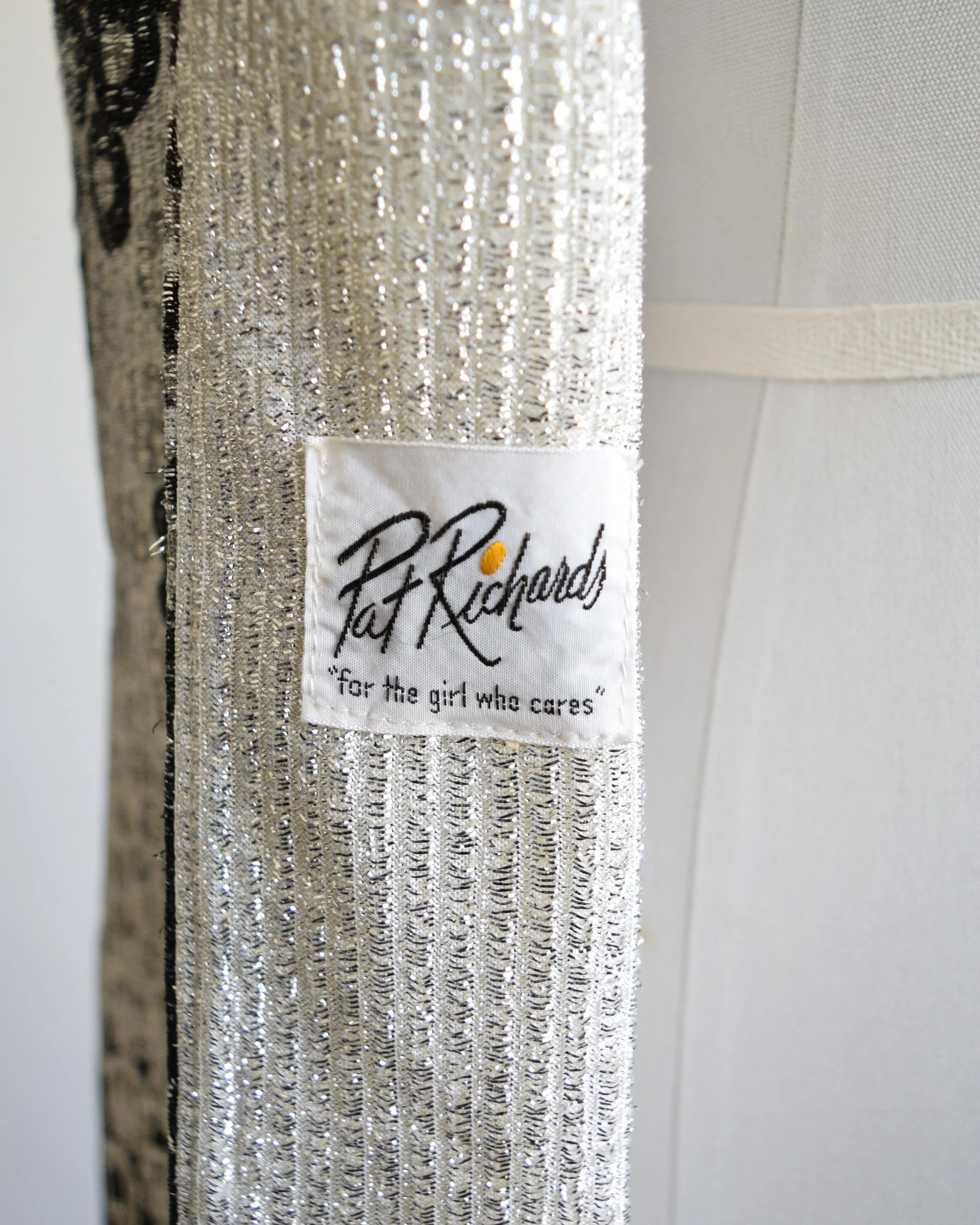 Metallic Mod Vest Vintage 70s Mod Vest, Black, Silver, & White Polka Dot Long Tunic Vest, Small by Pat Richards - Image 8