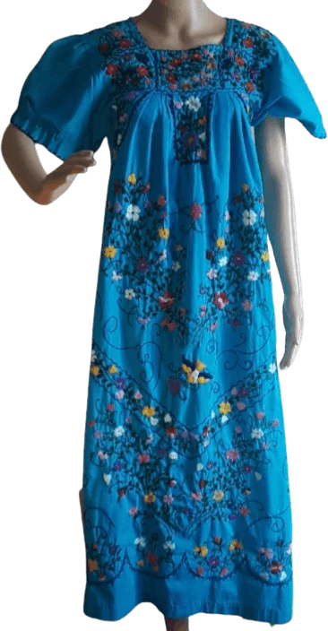 Teal Embroidered Maxi Dress