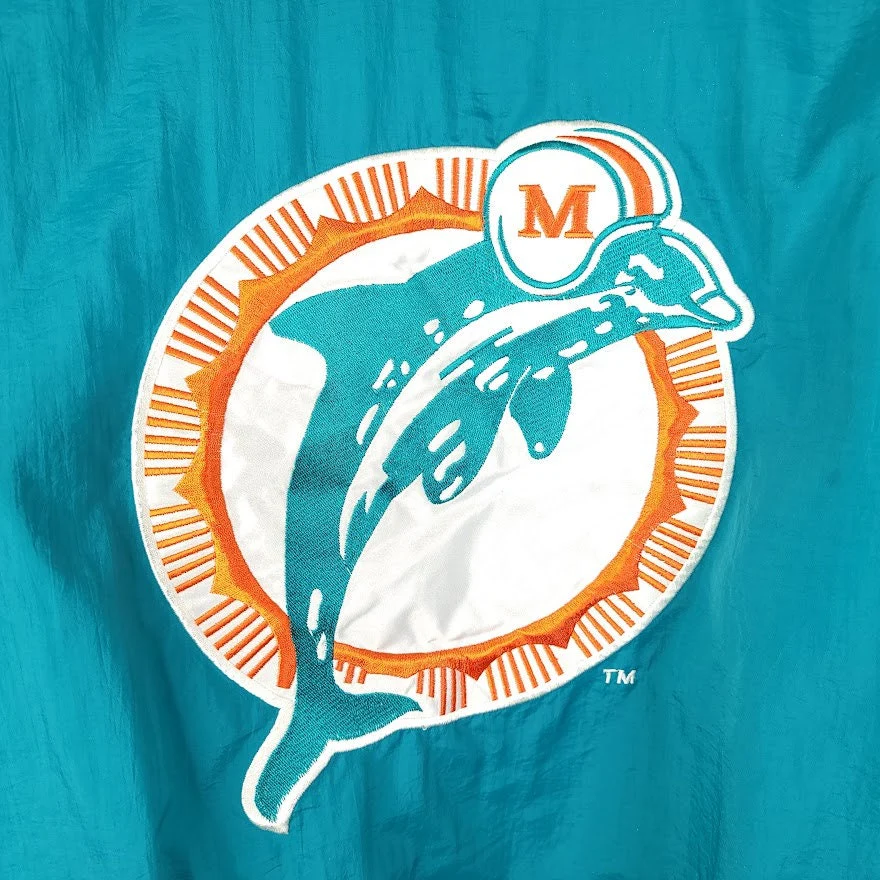 Miami Dolphins Puffer Jacket Vintage 90s Nfl Football Logo 7 Hooded Mens Size Medium - Image 4