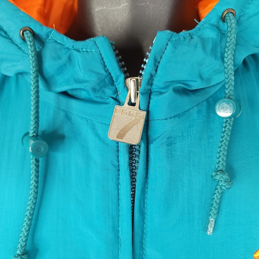Miami Dolphins Puffer Jacket Vintage 90s Nfl Football Logo 7 Hooded Mens Size Medium - Image 5