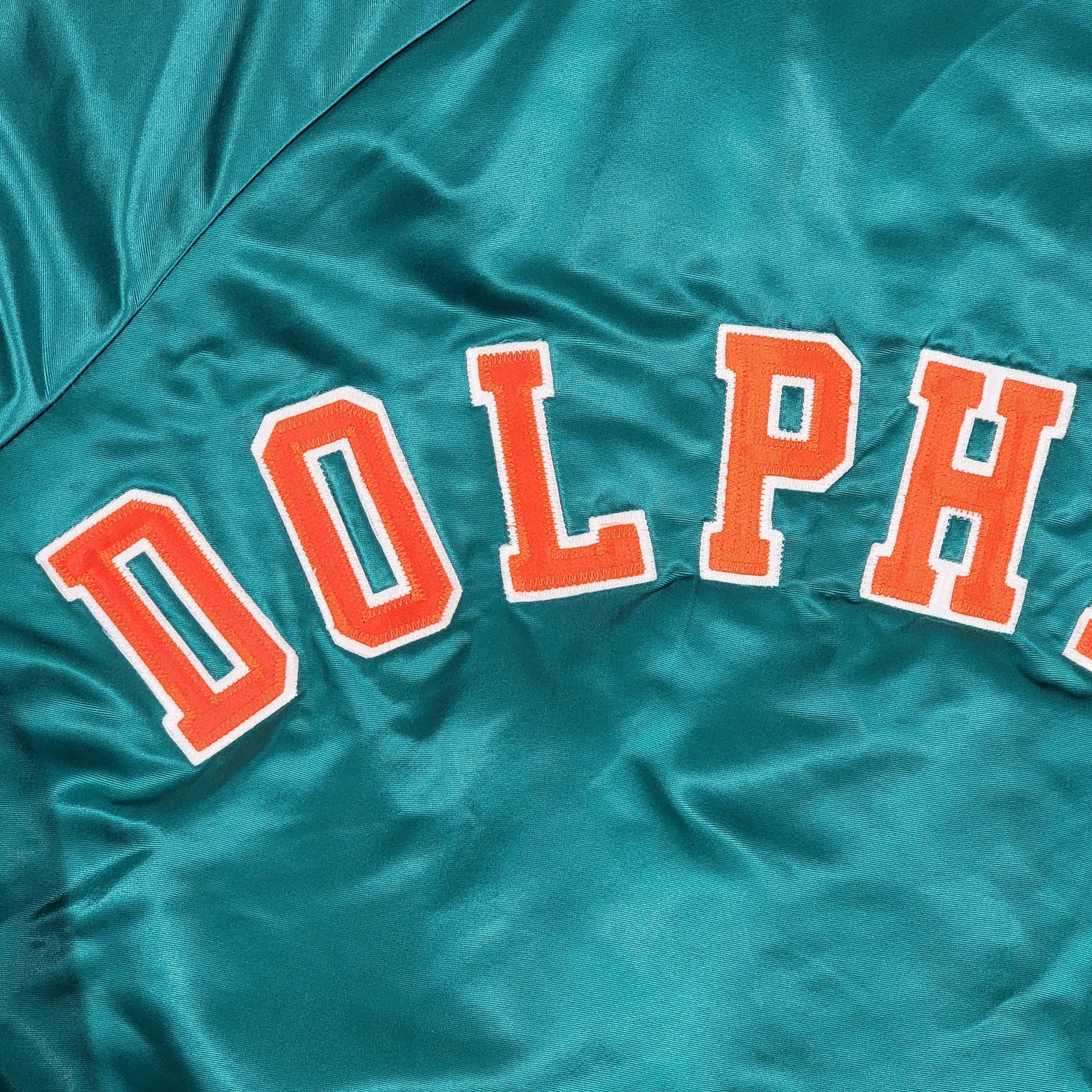 Miami Dolphins Vintage 80s Chalk Line Satin Bomber Jacket - Size Men's Large L by Chalk Line - Image 4