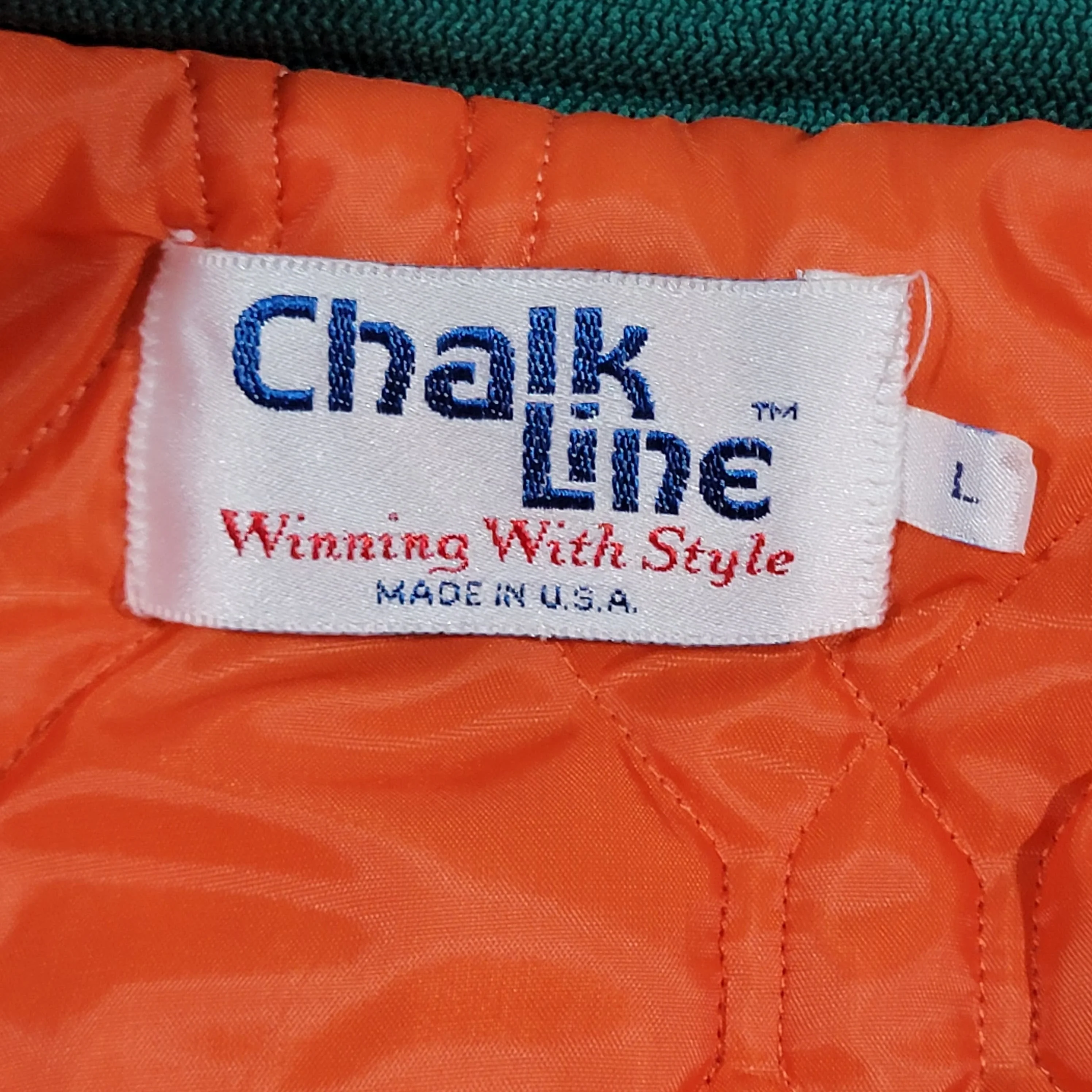 Miami Dolphins Vintage 80s Chalk Line Satin Bomber Jacket - Size Men's Large L by Chalk Line - Image 7