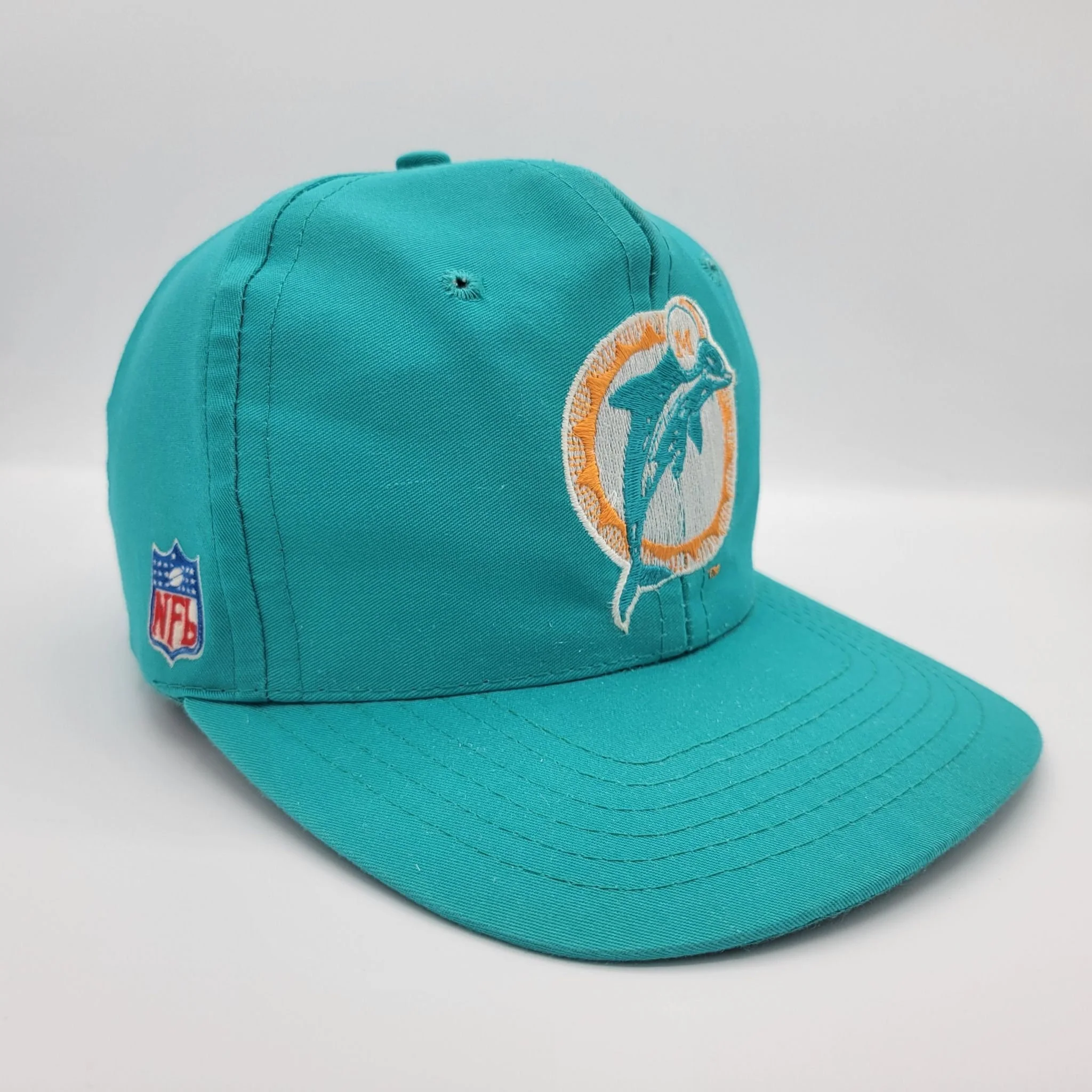 Miami Dolphins Vintage 80s Euro Cap Strapback Hat Velcro Strap Nfl Football Blue Baseball Style Cap One Size Fits All - Image 2