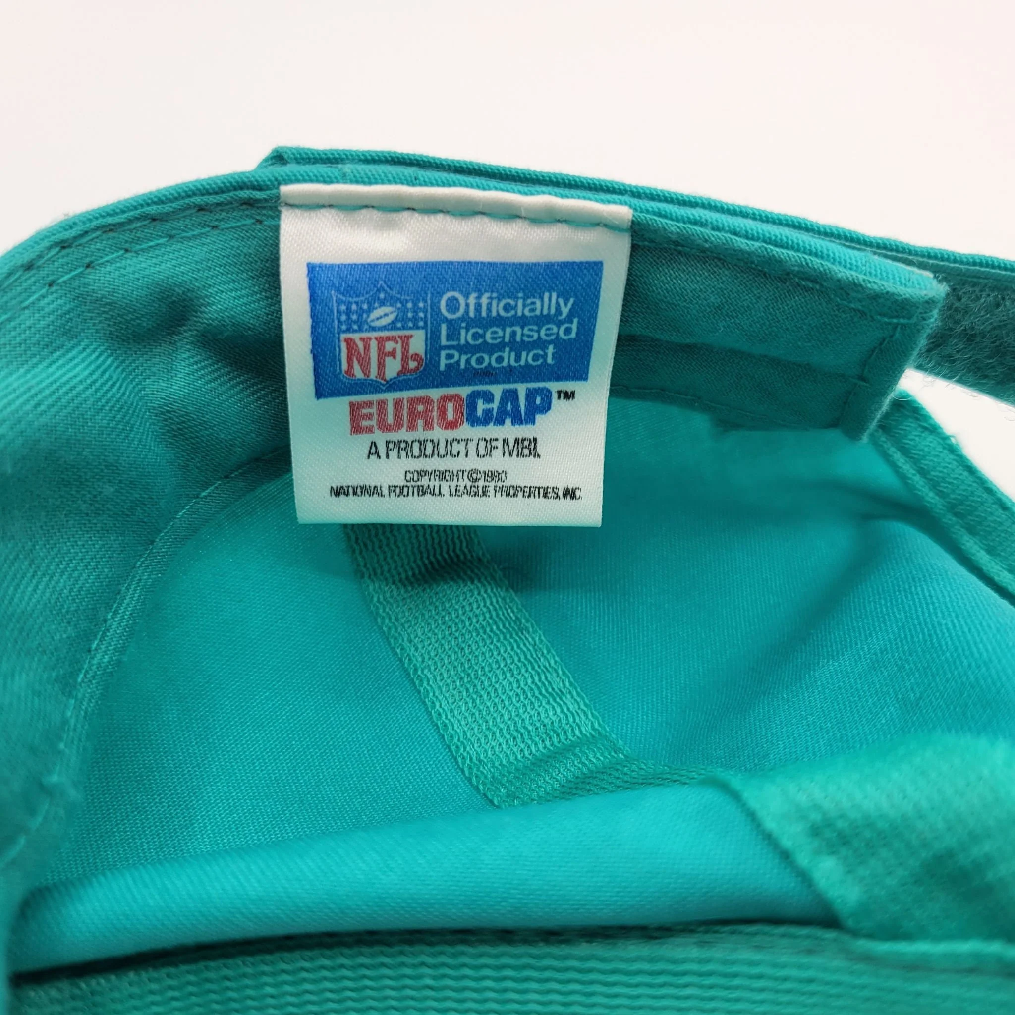 Miami Dolphins Vintage 80s Euro Cap Strapback Hat Velcro Strap Nfl Football Blue Baseball Style Cap One Size Fits All - Image 5