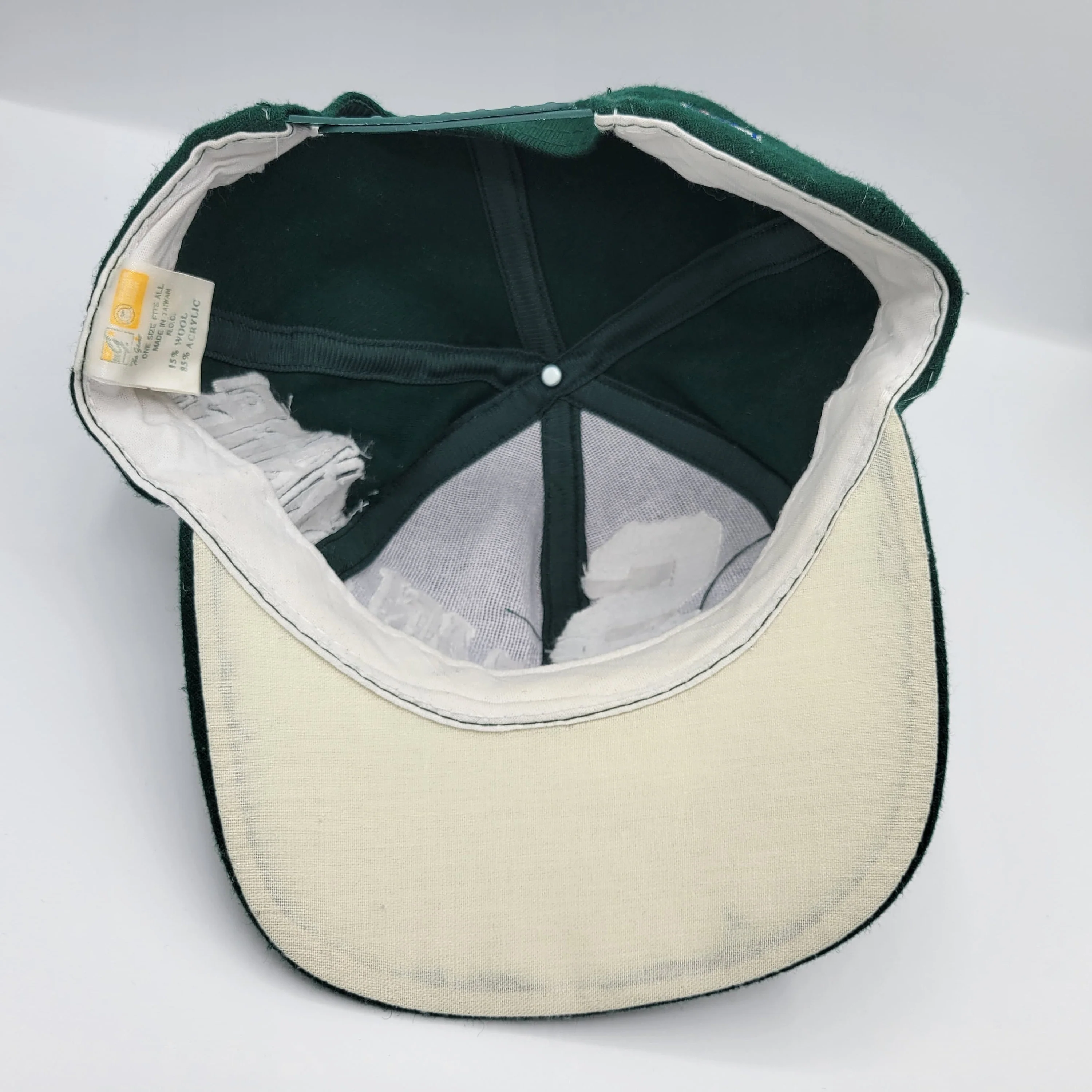 Michigan State Spartans Vintage 90s The Game Snapback Hat Monster Logo Wool Blend University Green Cap - Image 4