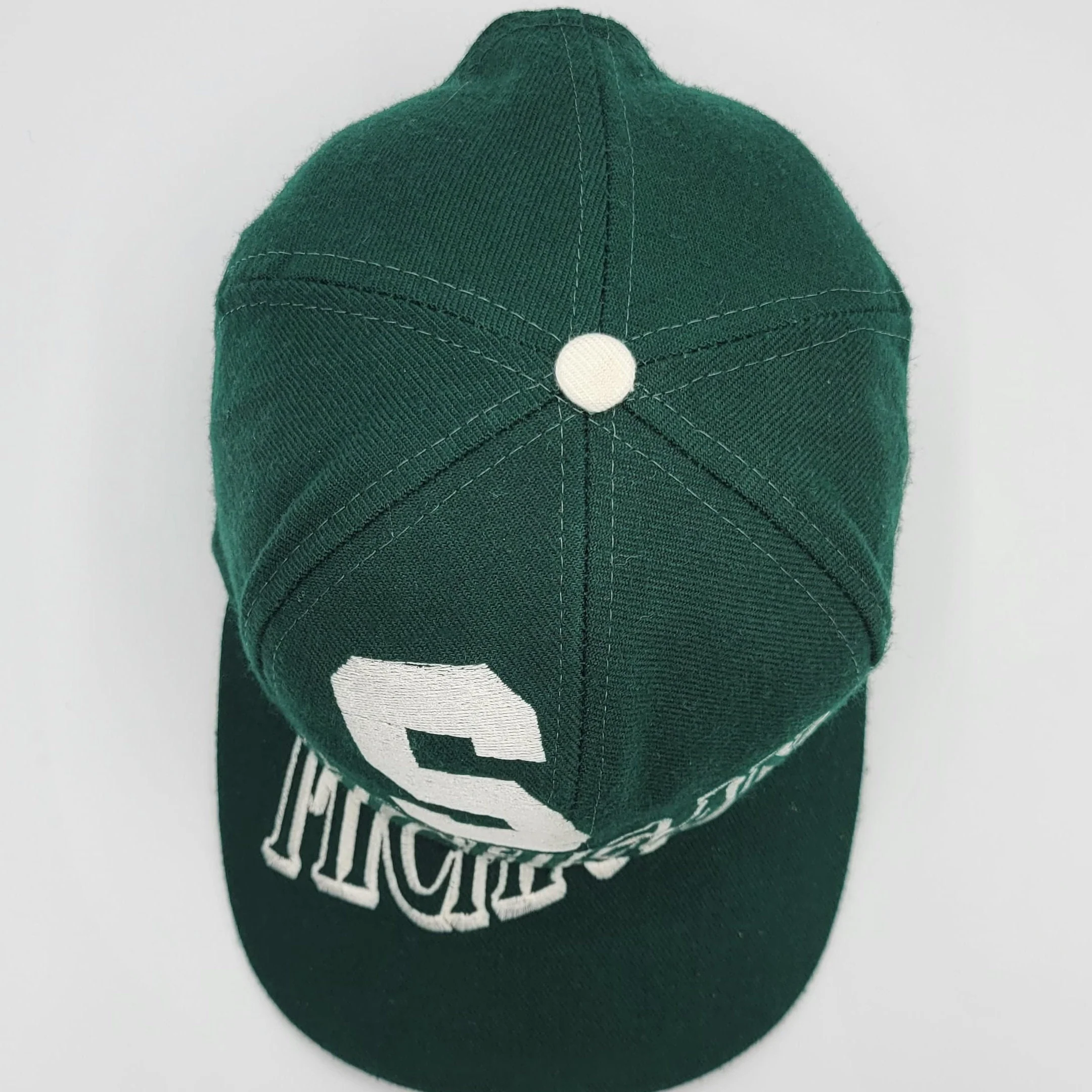 Michigan State Spartans Vintage 90s The Game Snapback Hat Monster Logo Wool Blend University Green Cap - Image 7