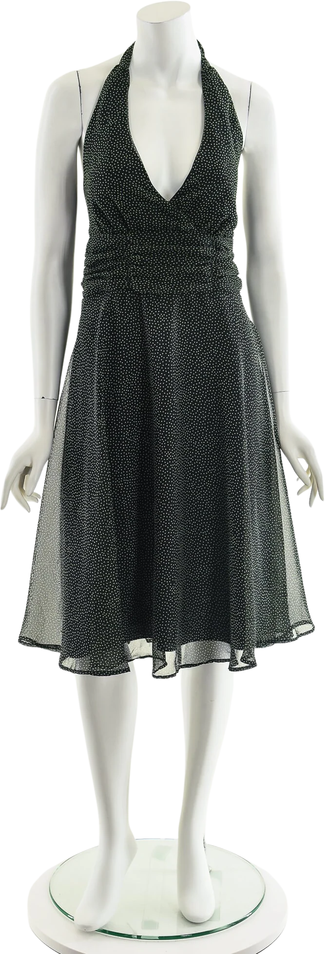 Micro Polka Dot Chiffon Halter Dress by Connected