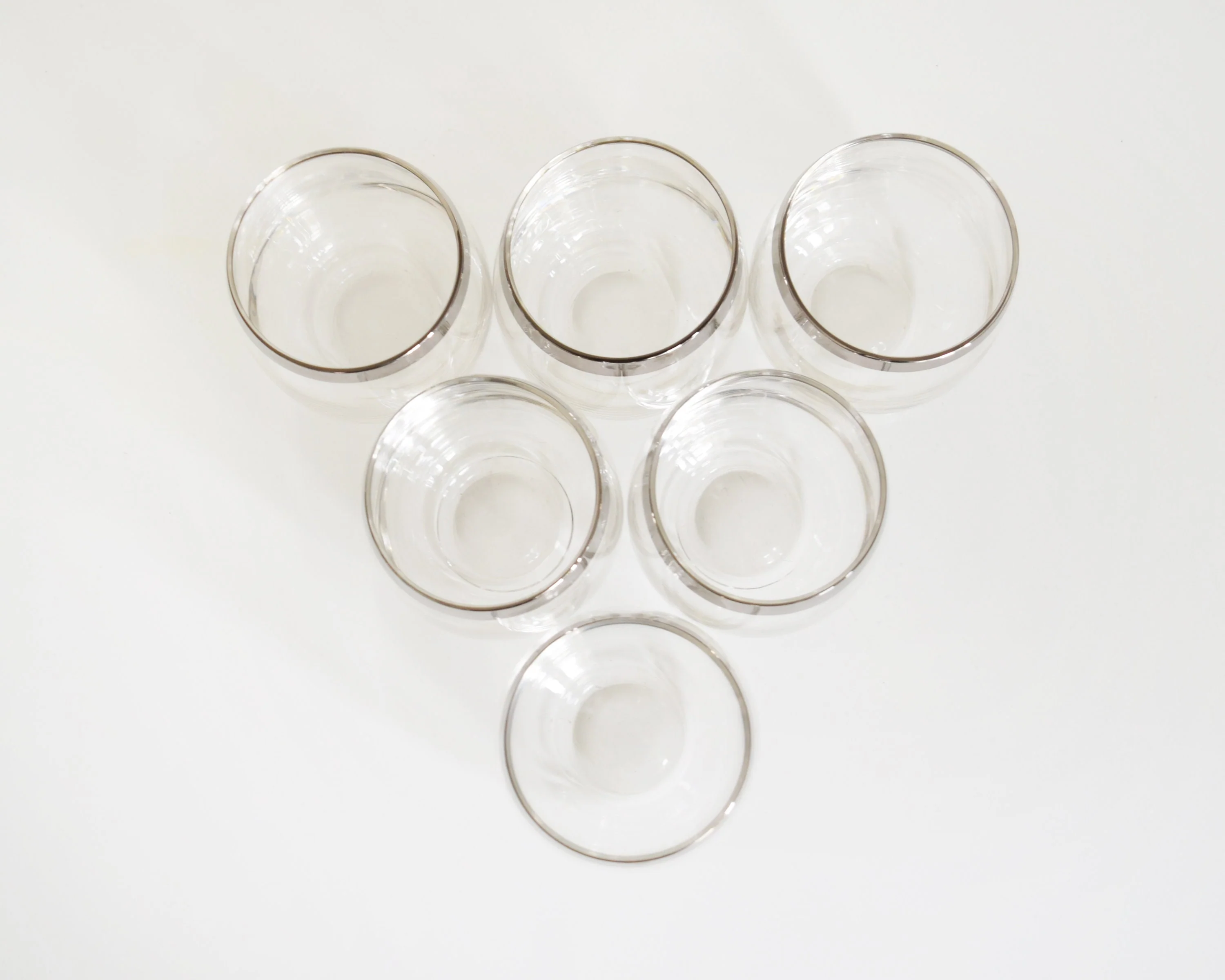 Mid Century Silver Rim Glasses Vintage Long Roly Poly Glasses, 60s Barware, 12 Ounce/14oz - Image 3