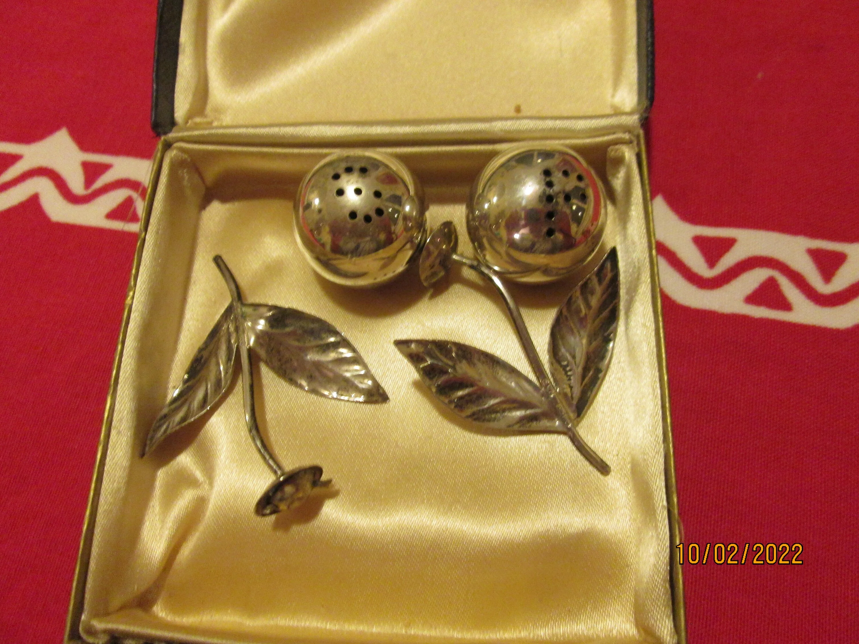Mid Century Silver Salt Pepper Cherries Georg Valdemar Nielsen - Image 3