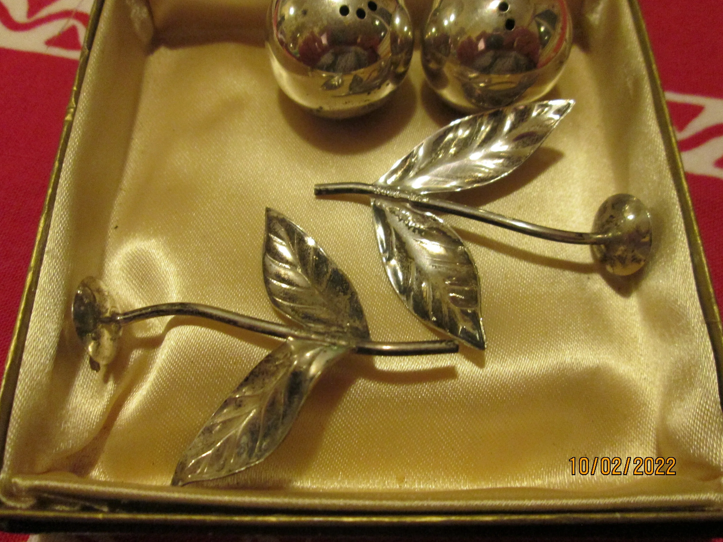 Mid Century Silver Salt Pepper Cherries Georg Valdemar Nielsen - Image 8