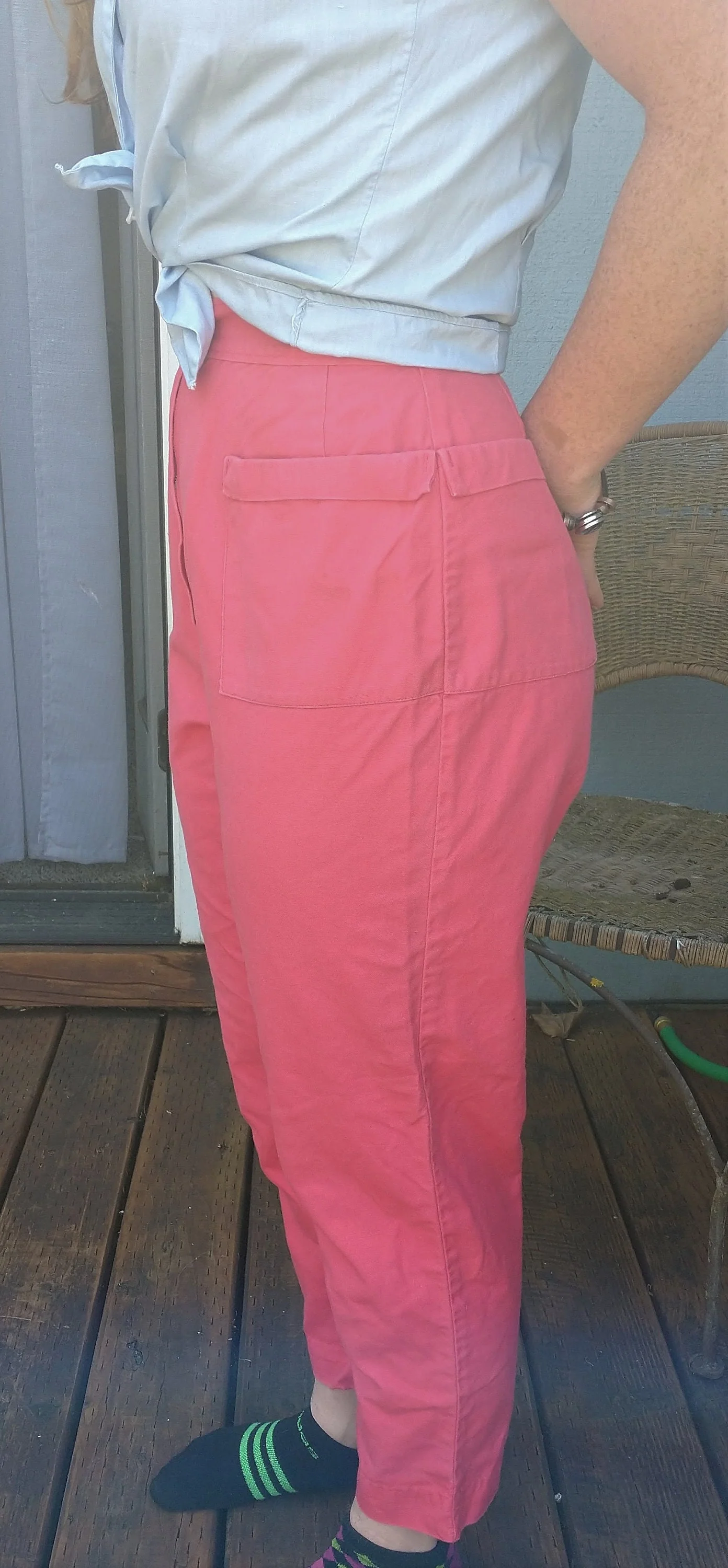 Midcentury High Rise Ankle Length Crop Trousers Red Women's Small Heavy Cotton Big Pockets Made In Usa by White Stag - Image 3