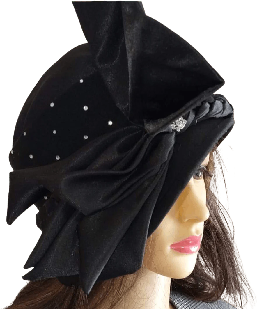 Stylish Satin Rhinestone Hat by Milano Paris Ny