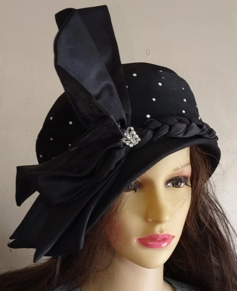 Stylish Satin Rhinestone Hat by Milano Paris Ny - Image 5