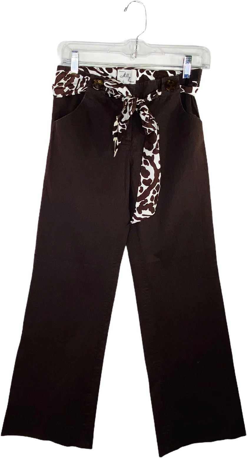 Milly of New York Vntg. Crop Pants Silk and Cotton Brown by Milly Of New York
