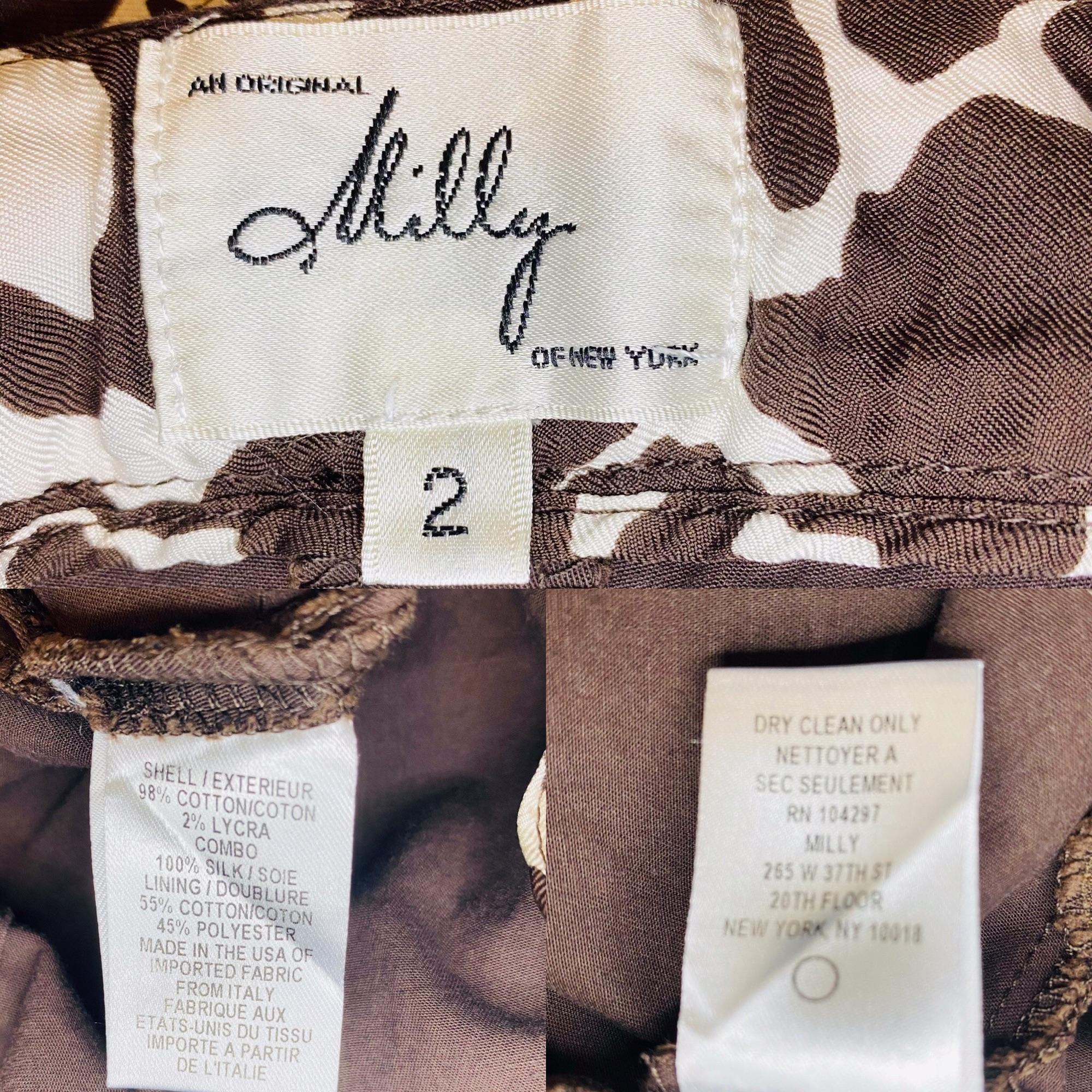 Milly of New York Vntg. Crop Pants Silk and Cotton Brown by Milly Of New York - Image 7