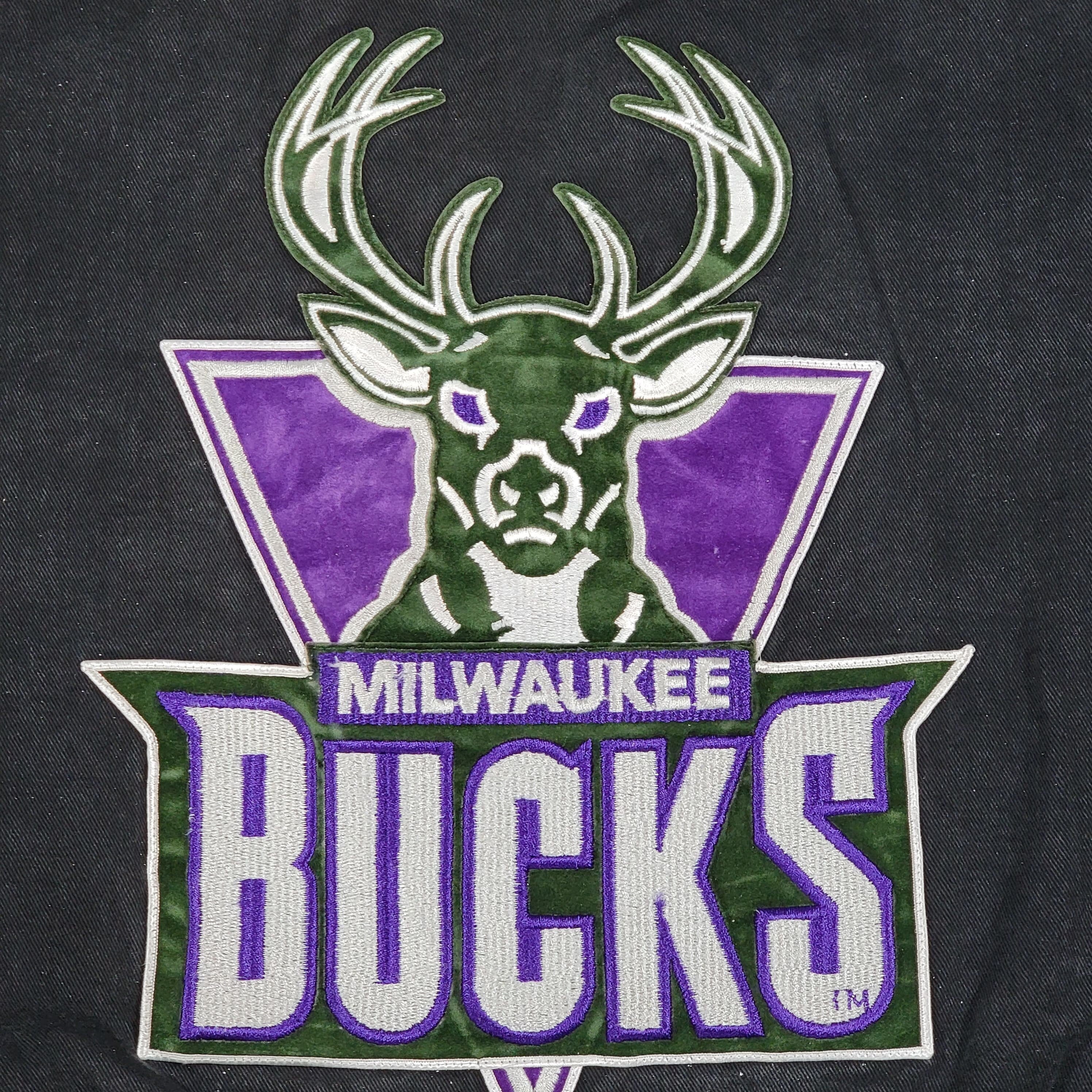 Milwaukee Bucks Vintage 90s Jeff Hamilton Varsity Jacket Leather Sleeve Nba Basketball Heavy Coat Size Men's Large by Jeff Hamilton - Image 6