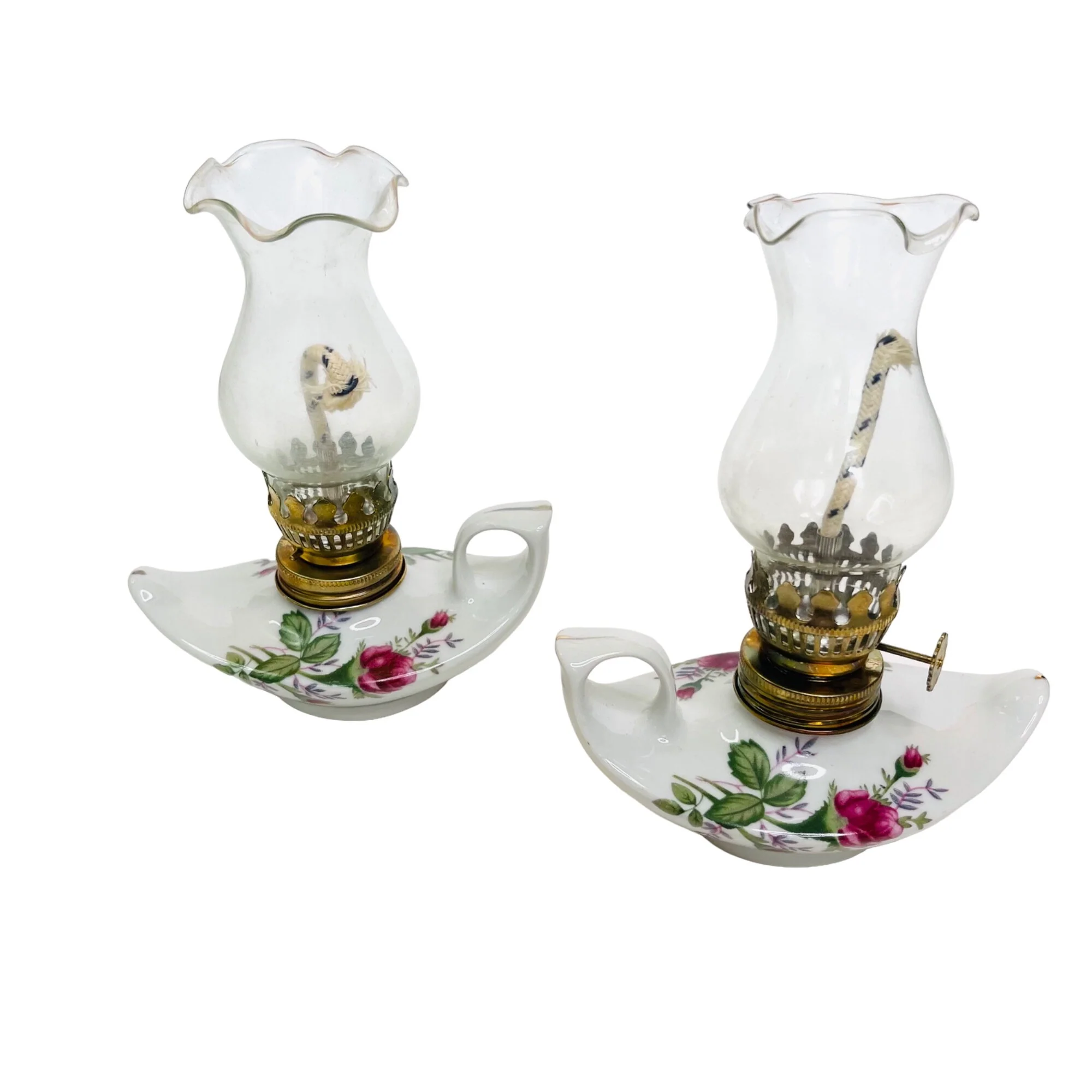 Miniature Oil Lamp Moss Rose Porcelain Orig. Box By Lavie - Image 6