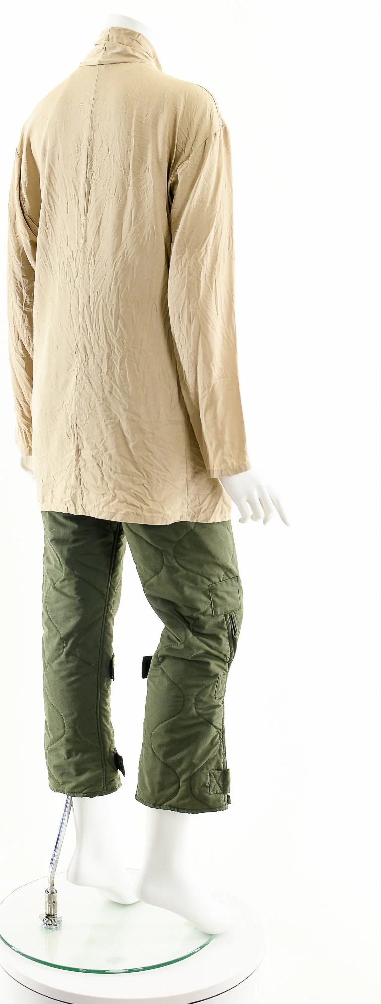 Minimalist Beige Silk Open Robe Artist Coat by Design Studio Spiegel - Image 6