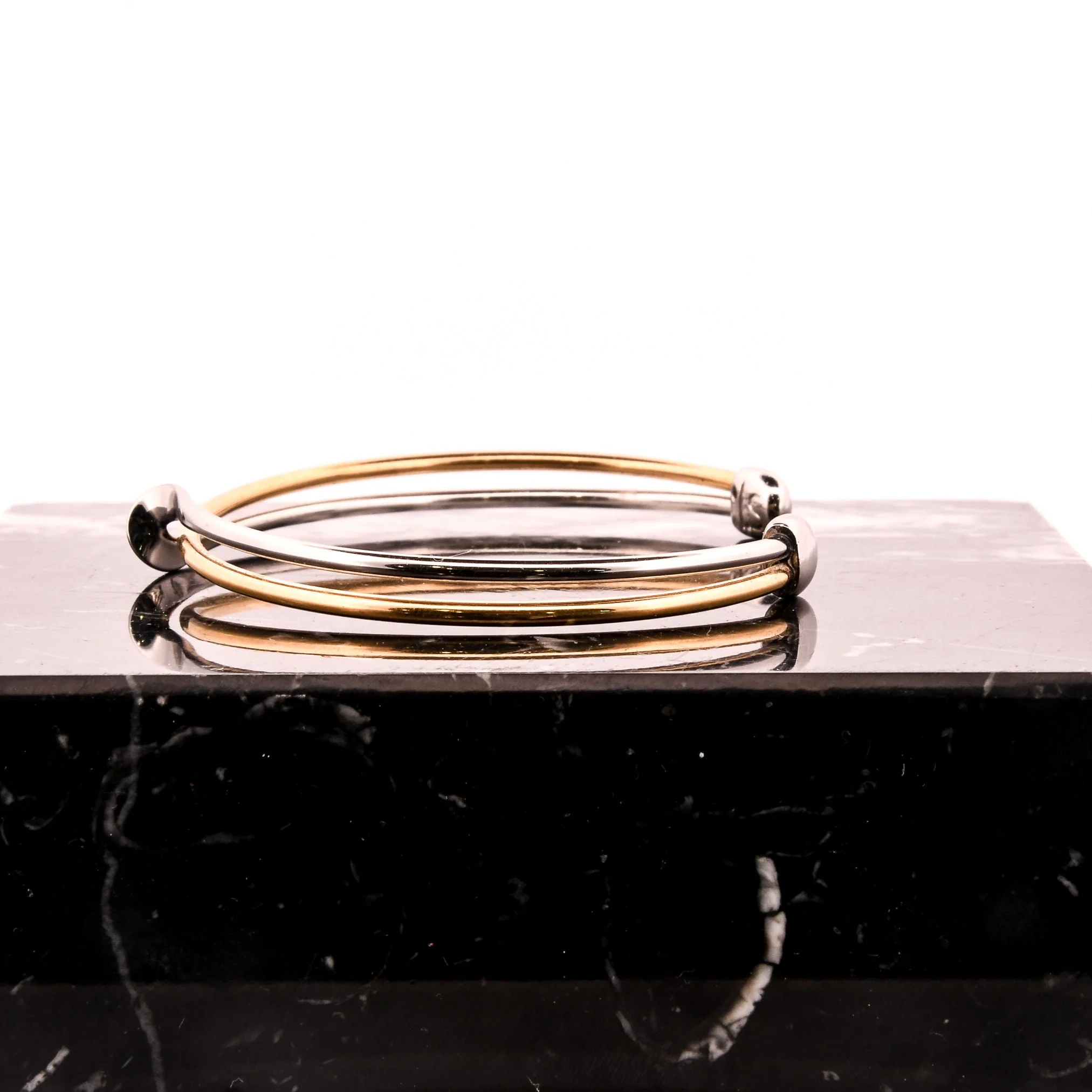 Minimalist Silver and Brass Linear Wave Cuff Bracelet - Image 3