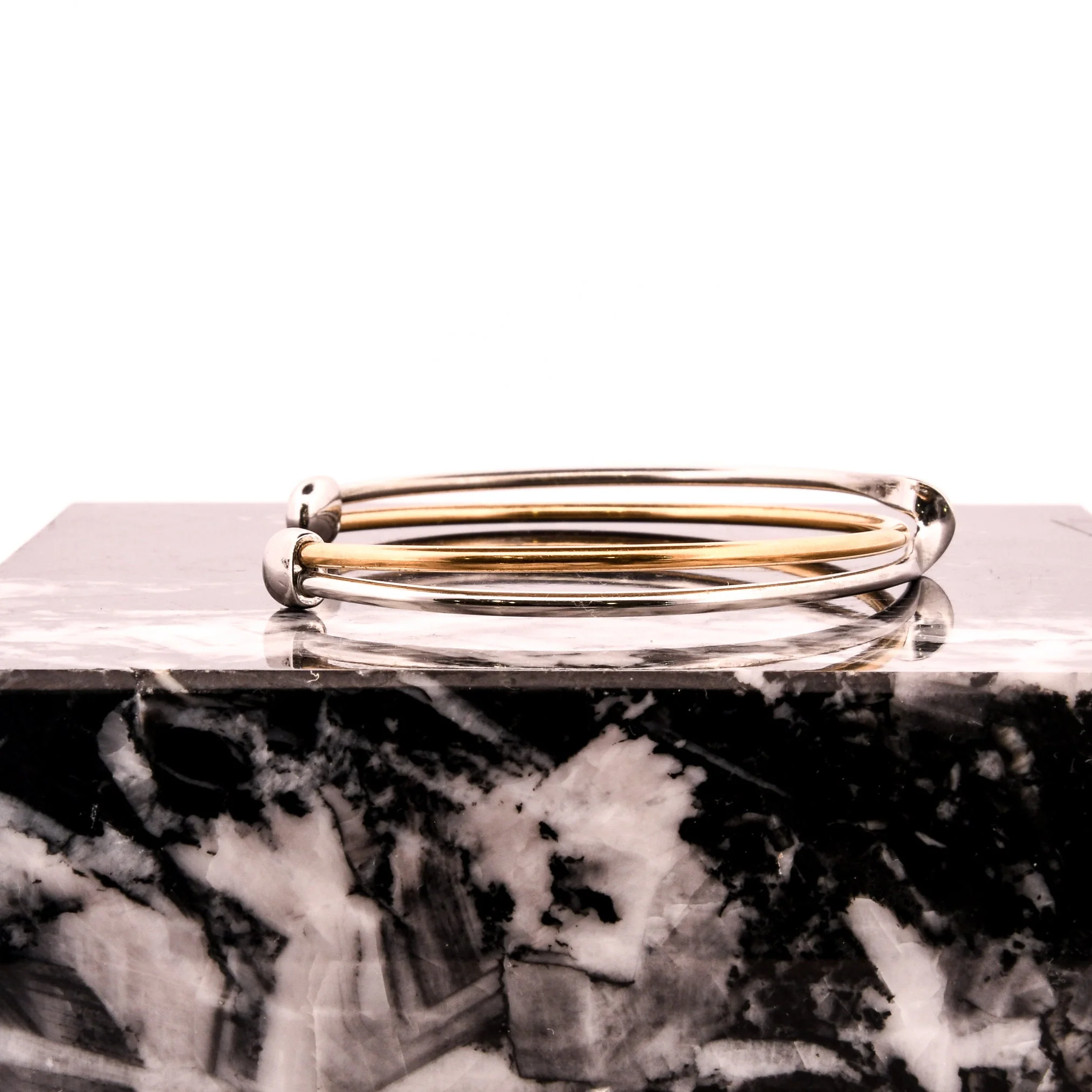 Minimalist Silver and Brass Linear Wave Cuff Bracelet - Image 7