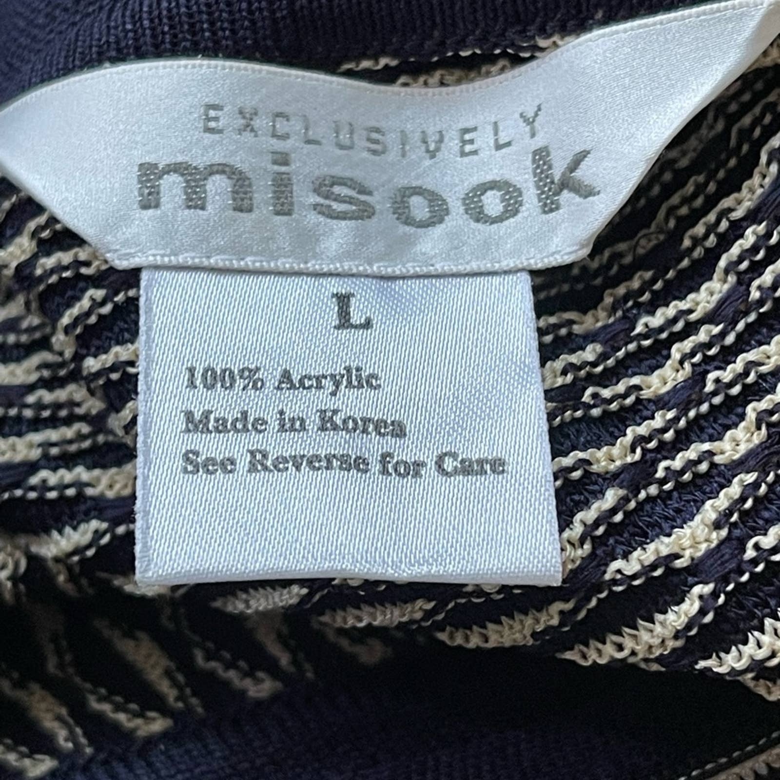 Misook Zipper Cardigan Sweater Jacket Navy Gold Large Business Career Classic by Misook - Image 3
