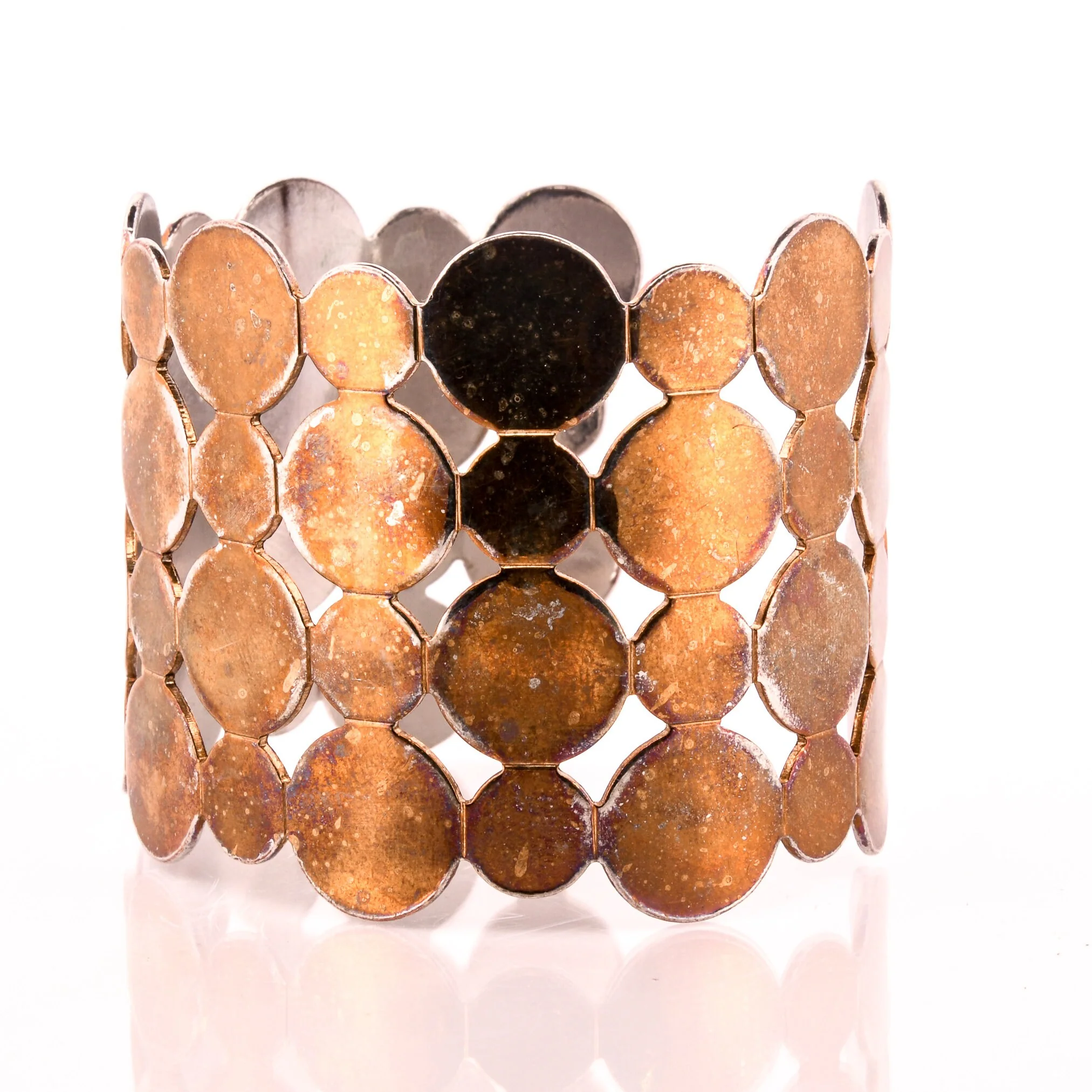 Mixed Metal Circular Disc Gauntlet Cuff - Image 2