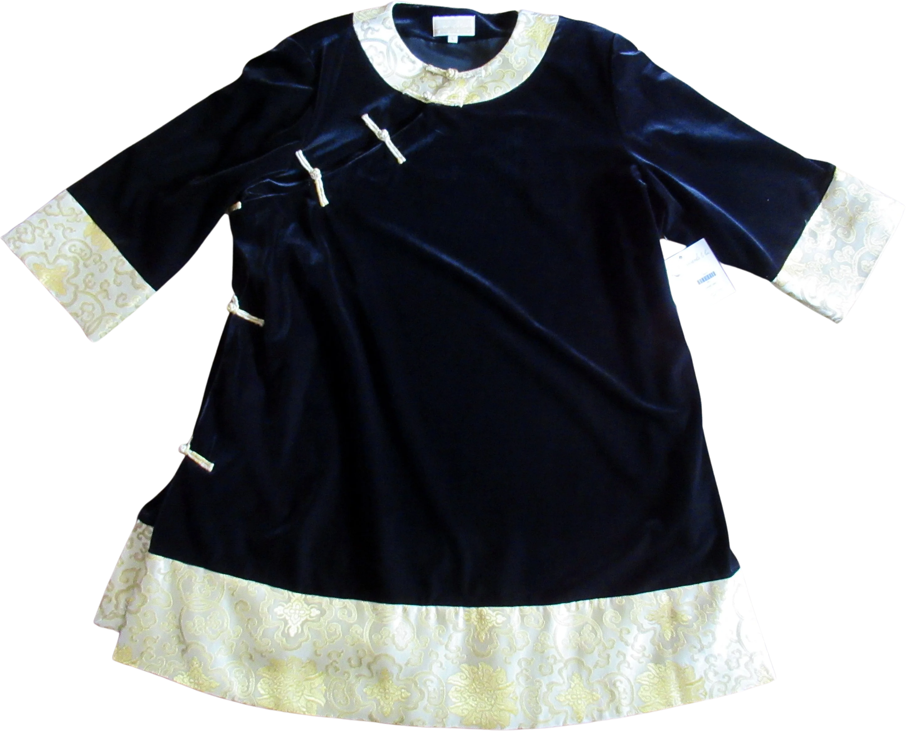 Ml Tunic Length Top Mack and Mack Velvet Style Wpaper Hang Tag Black and Gold Lined Chic Day Or Night by Mack And Mack