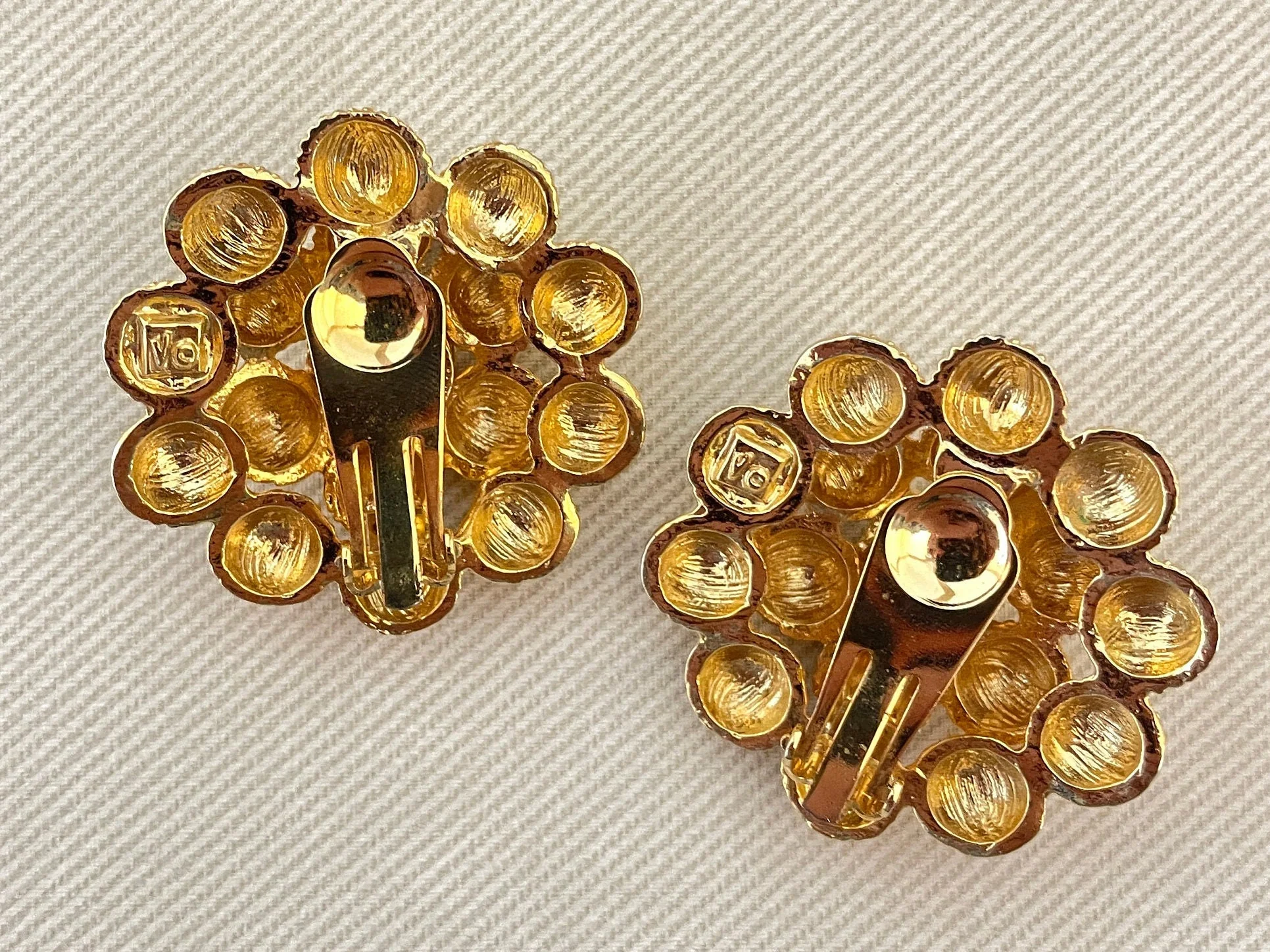 Modernist Urchin Vo Textured Gold Tone Clip On Statement Earrings by Les Bernard - Image 4