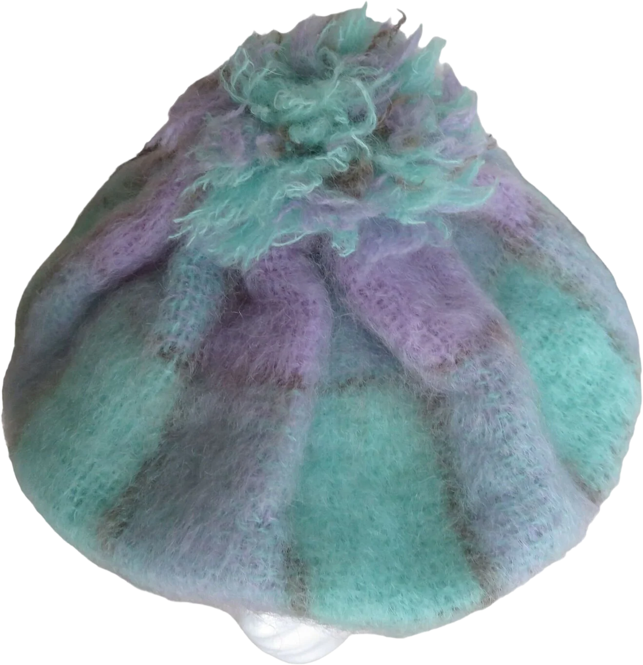 Mohair Beret Style Cap Pom Pom Os Ireland Knit Flat Beanie Hat by Donegal Design