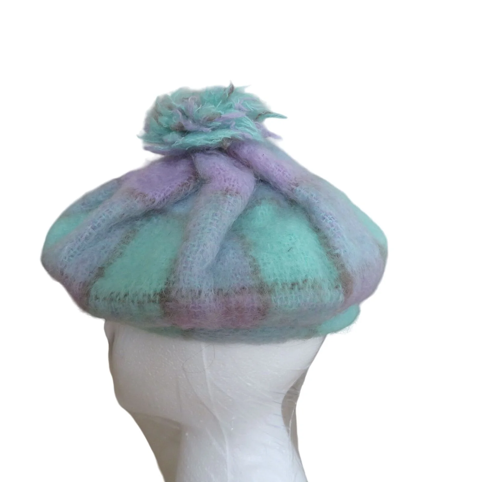 Mohair Beret Style Cap Pom Pom Os Ireland Knit Flat Beanie Hat by Donegal Design - Image 6
