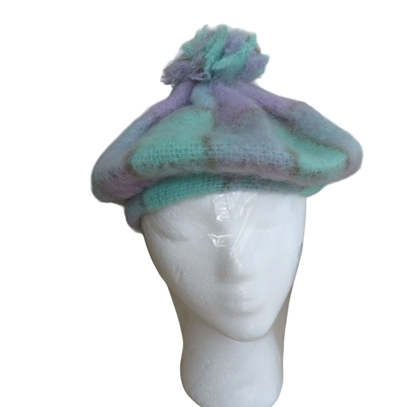 Mohair Beret Style Cap Pom Pom Os Ireland Knit Flat Beanie Hat by Donegal Design - Image 8