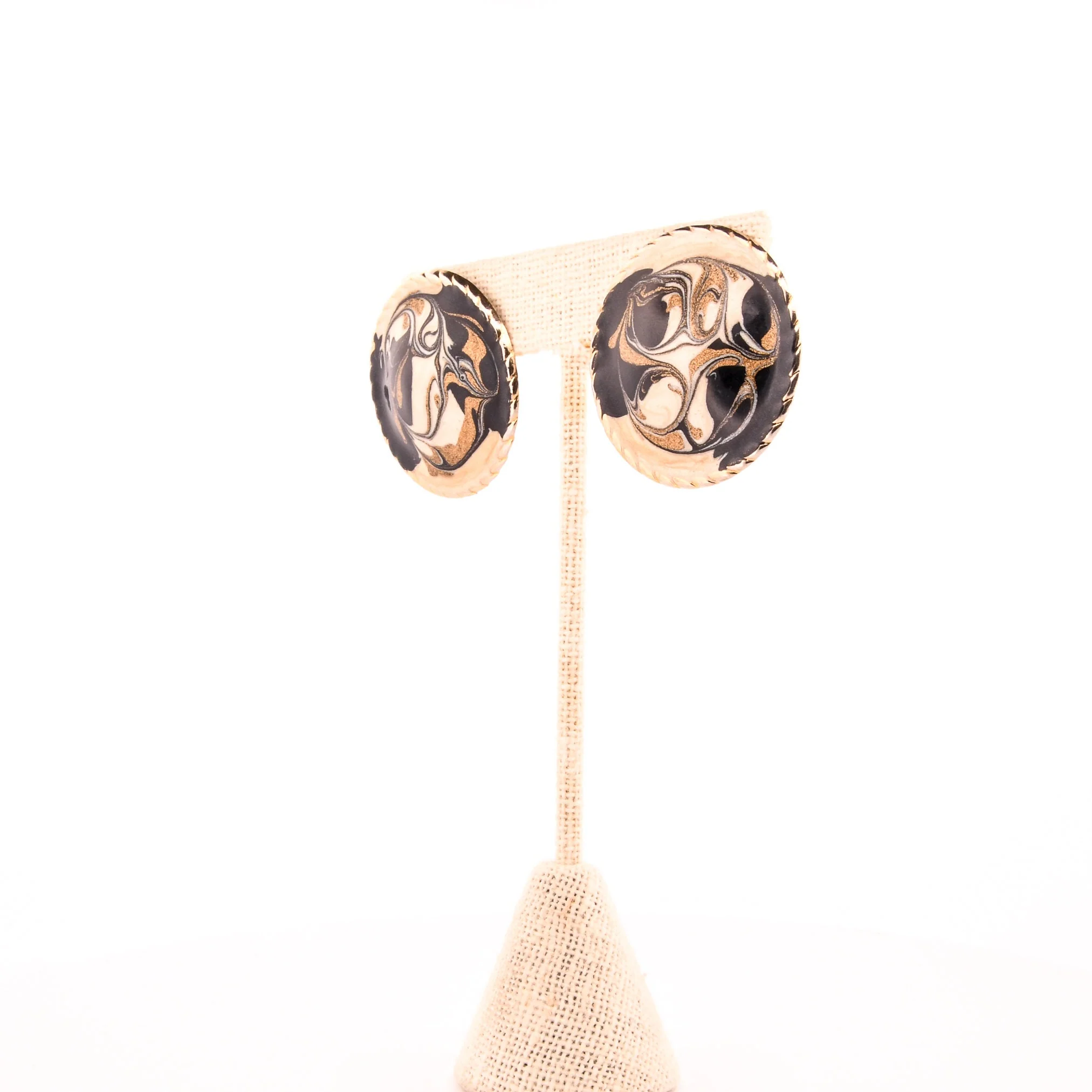 Molten Earth Marble Earrings Gold Statement Earrings Hand Painted - Image 2