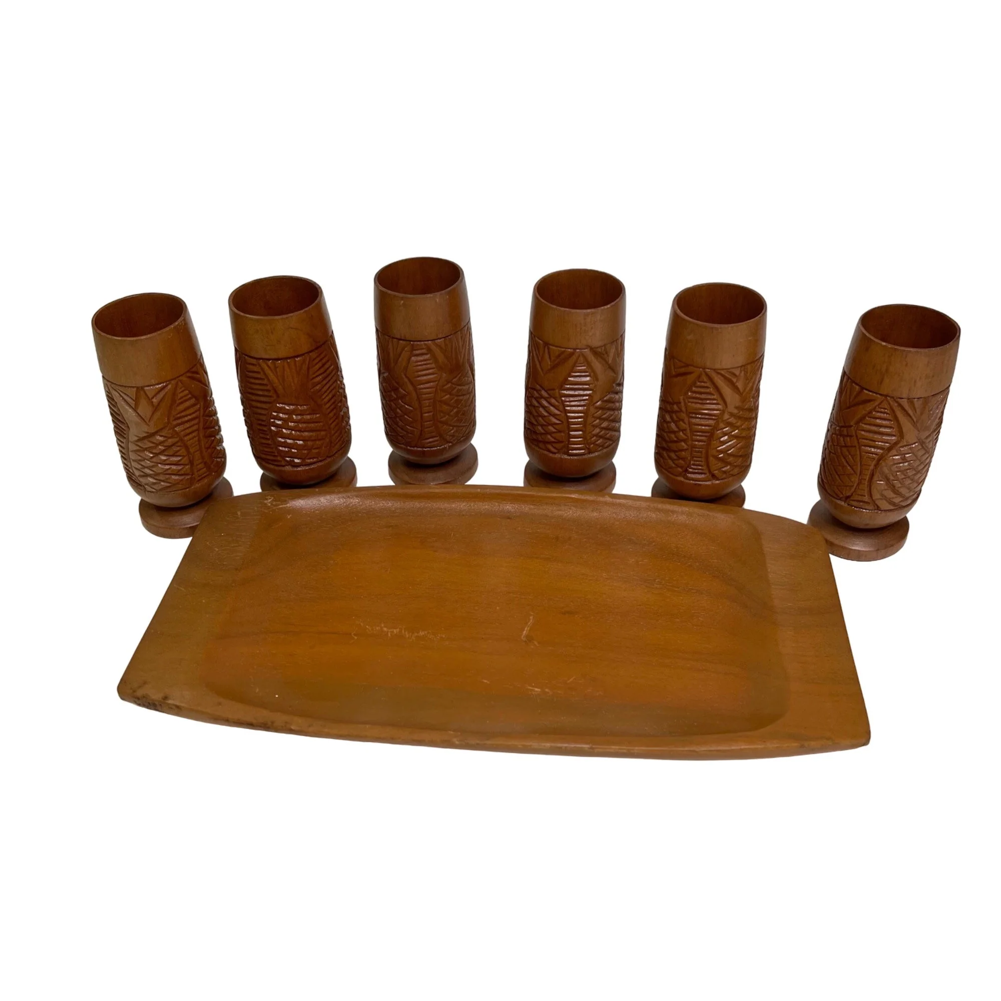 Monkey Pod Wood Hand Carve Bar Shot Glass Set by The Monkey Pod Shop - Image 3