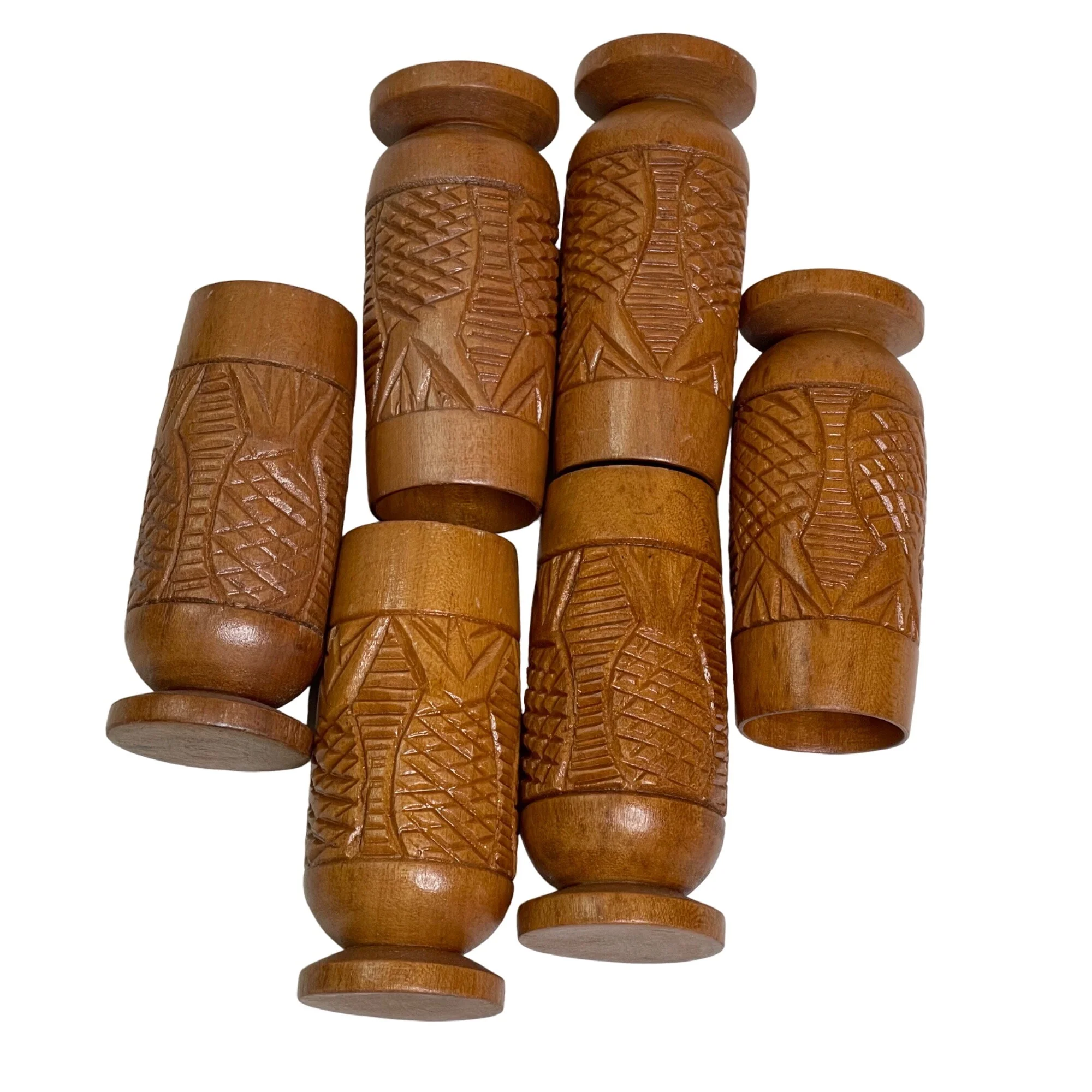 Monkey Pod Wood Hand Carve Bar Shot Glass Set by The Monkey Pod Shop - Image 4