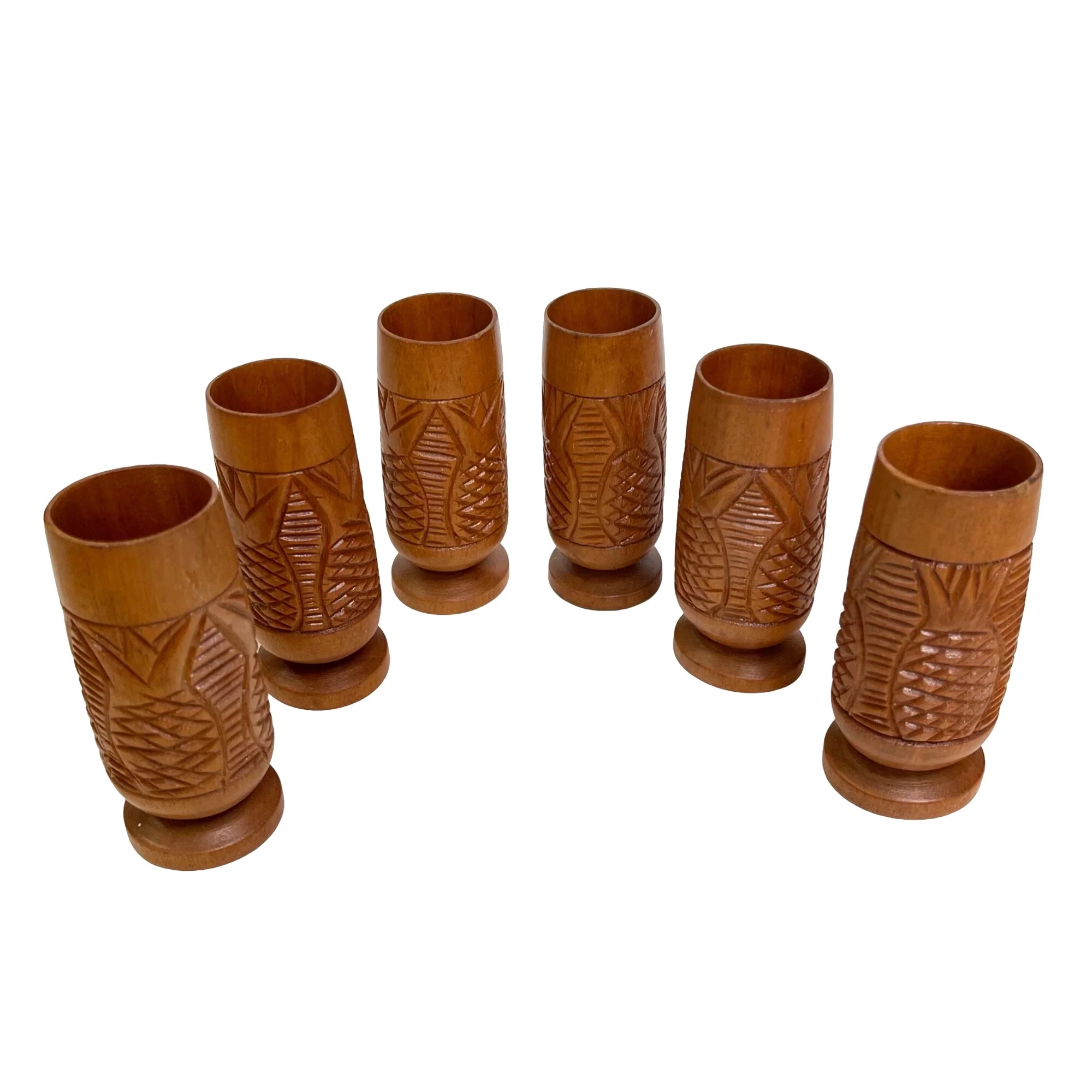 Monkey Pod Wood Hand Carve Bar Shot Glass Set by The Monkey Pod Shop - Image 5