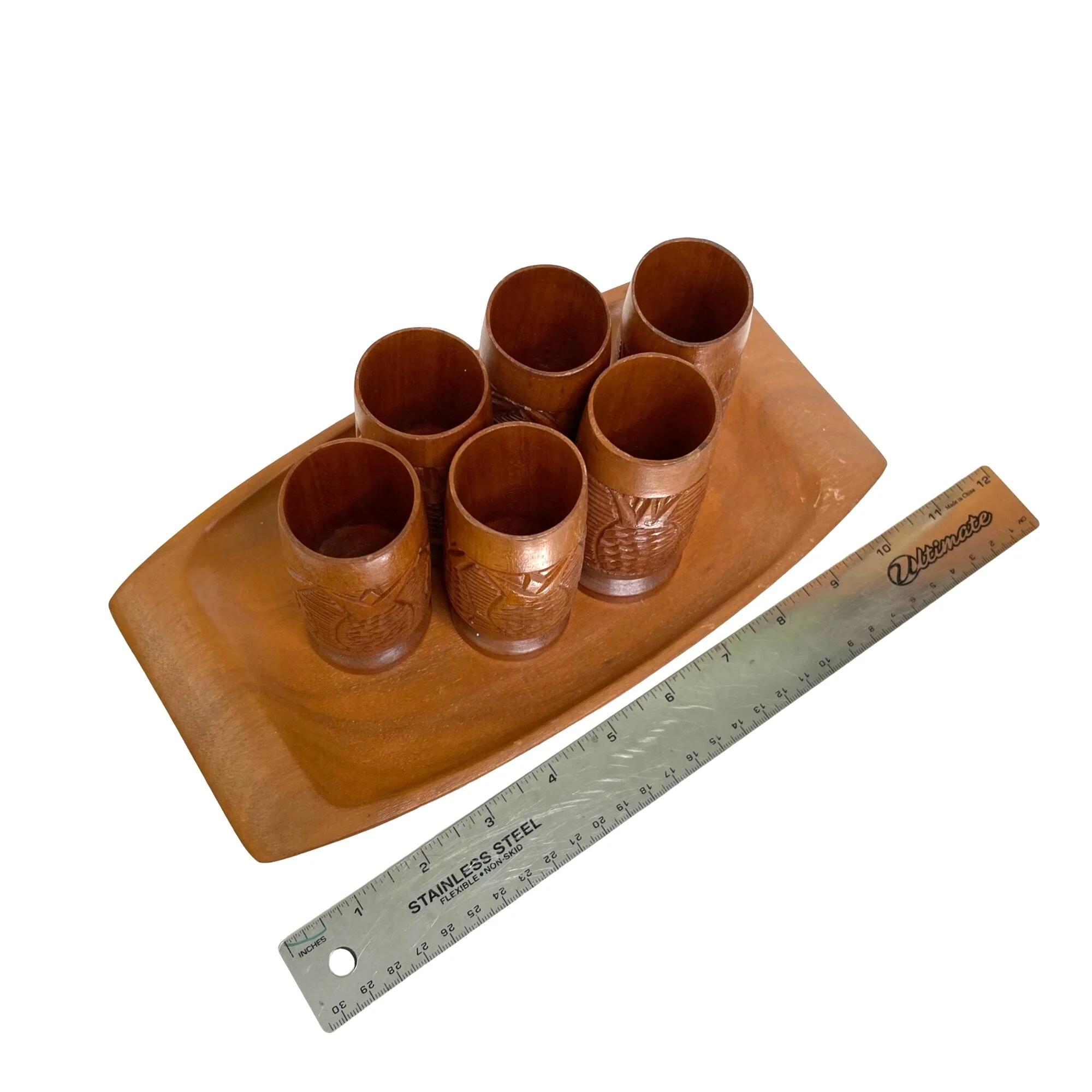Monkey Pod Wood Hand Carve Bar Shot Glass Set by The Monkey Pod Shop - Image 6