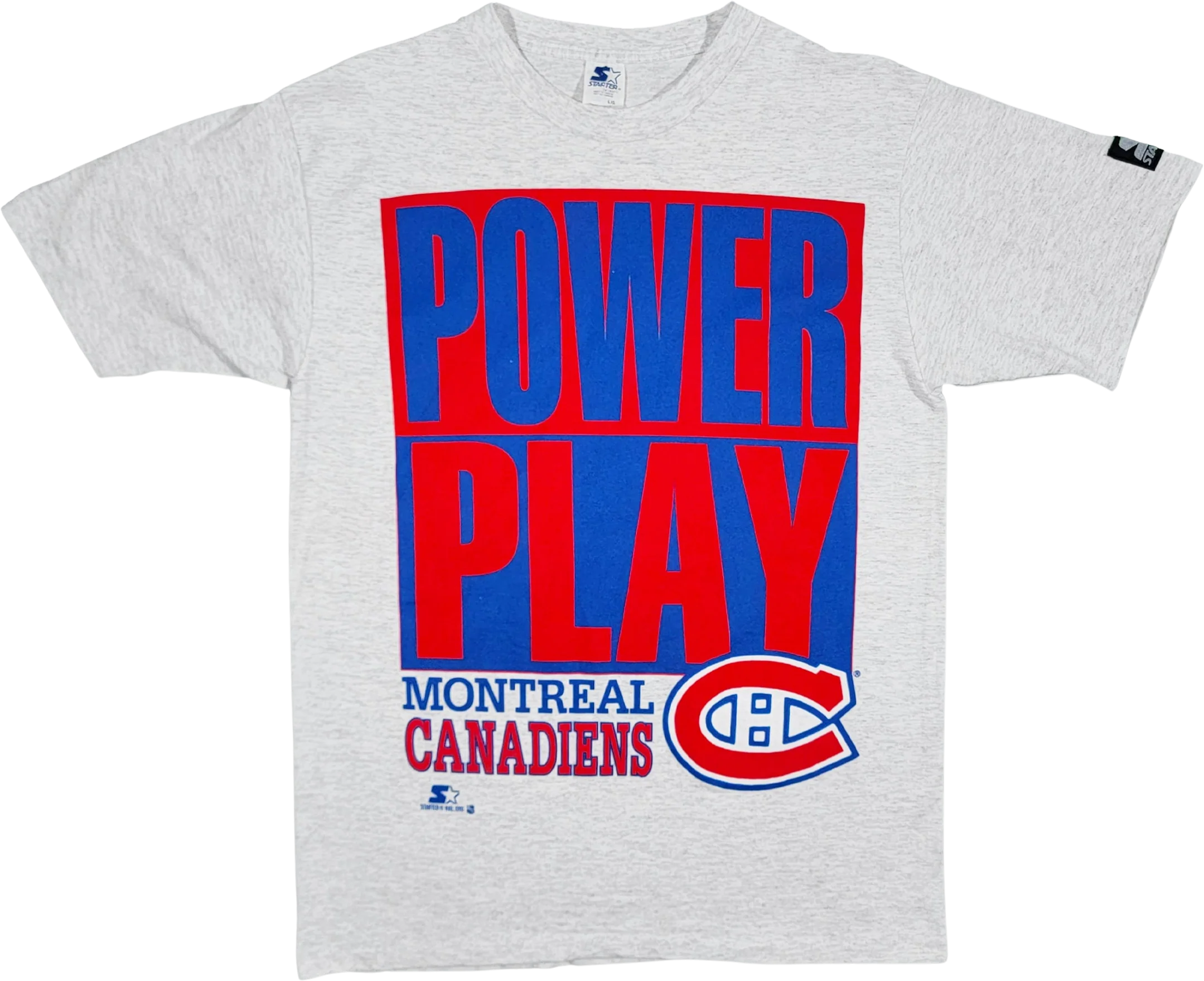Montreal Canadiens Vintage 90s Starter Power Play T-Shirt Nhl Hockey Single Stitch Heather Gray Made In Canada L by Starter