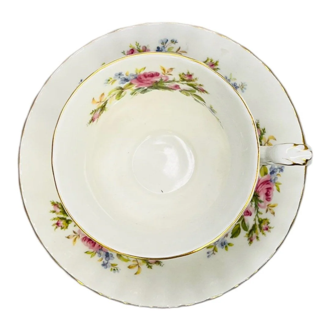 Moss Rose Bone China Small Cup and Saucer Ltd 1956 England Euc by Royal Albert LTD - Image 6