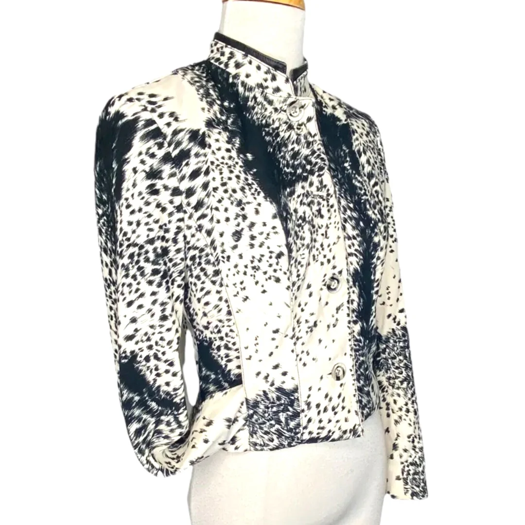 Moto Jacket with Leather Collar Animal Print Vintage Womens 2 by Alberto Makali - Image 3