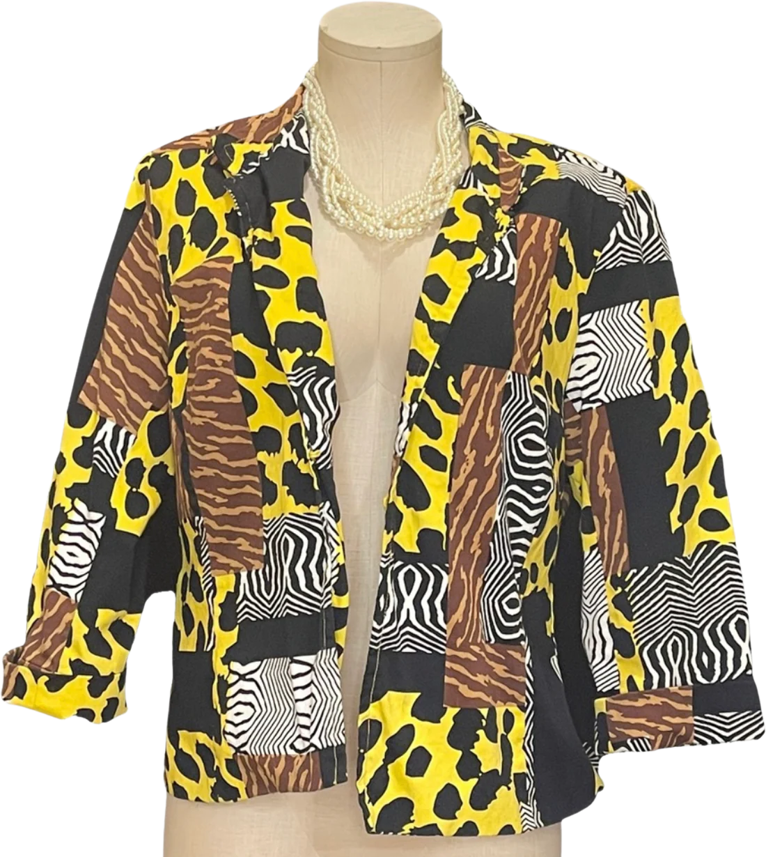 Multi-animal Multi-colored Print Closure Jacket By Erin