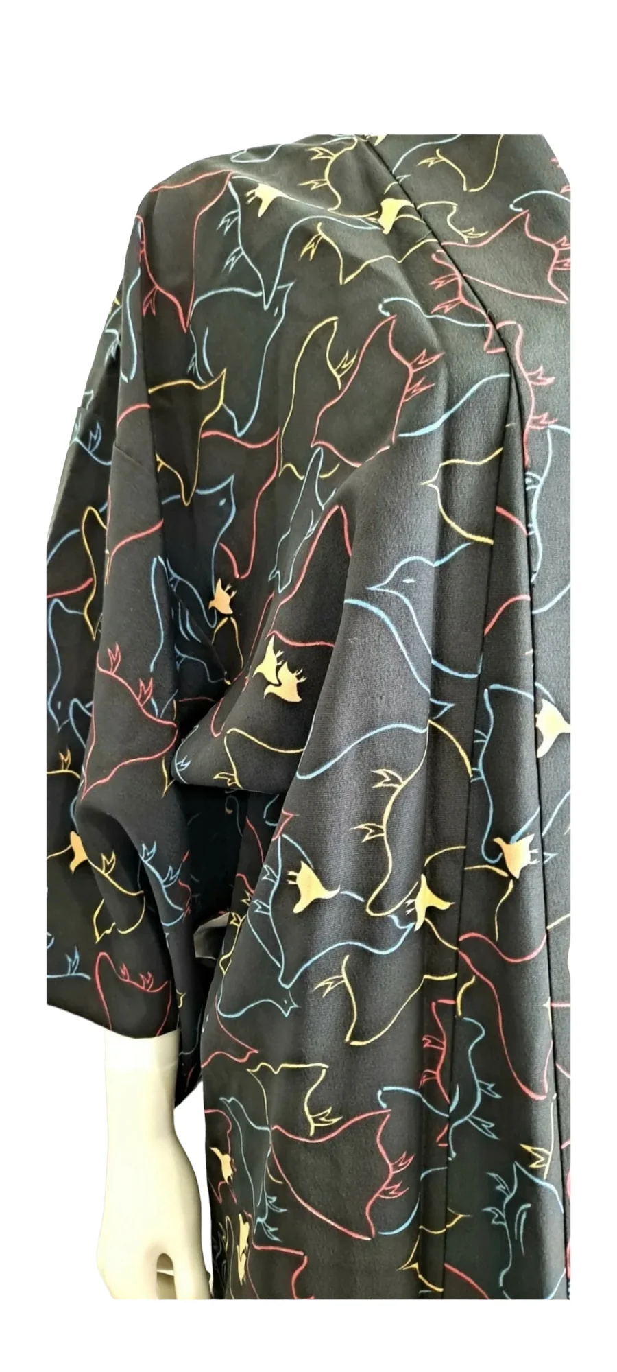 Multi Colored Silk Bird Print Kimono - Image 10