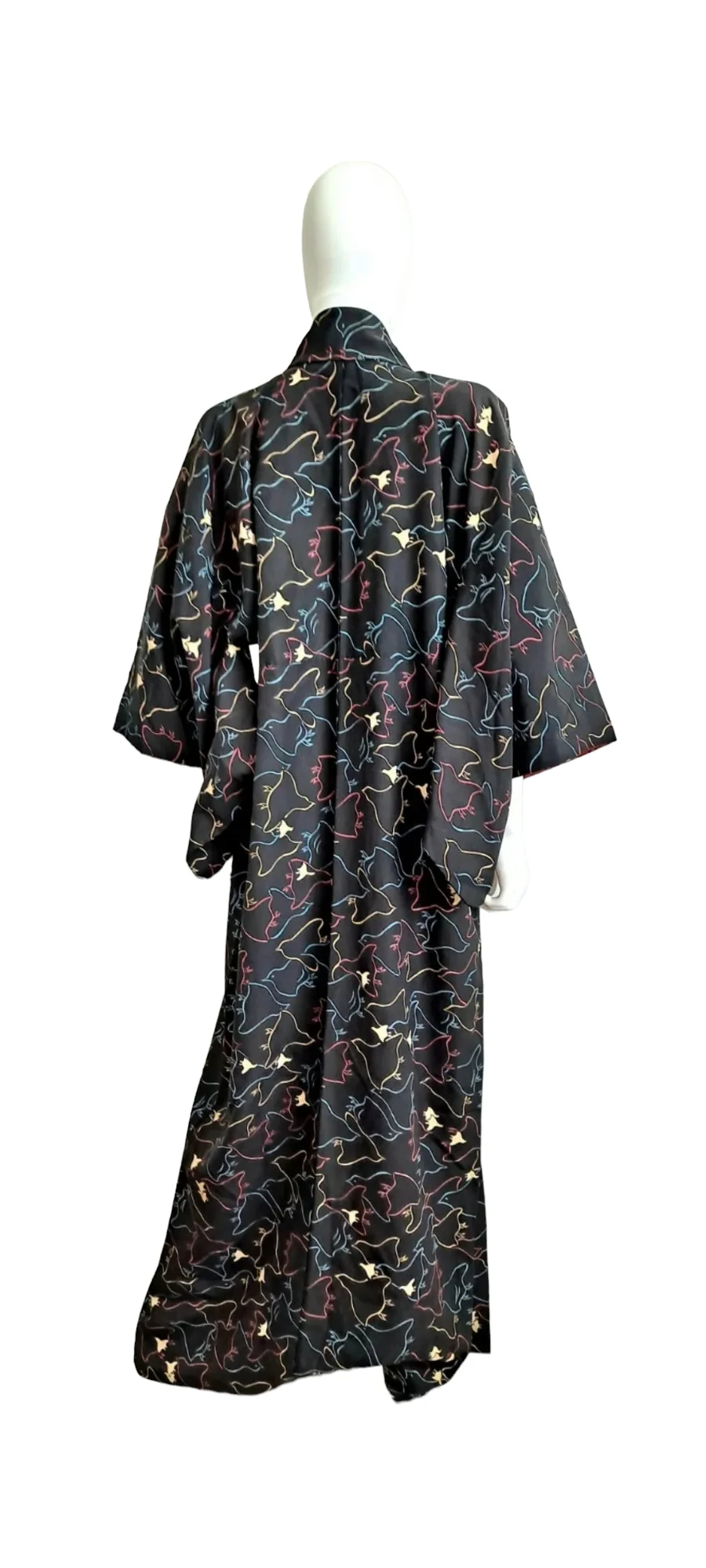 Multi Colored Silk Bird Print Kimono - Image 4