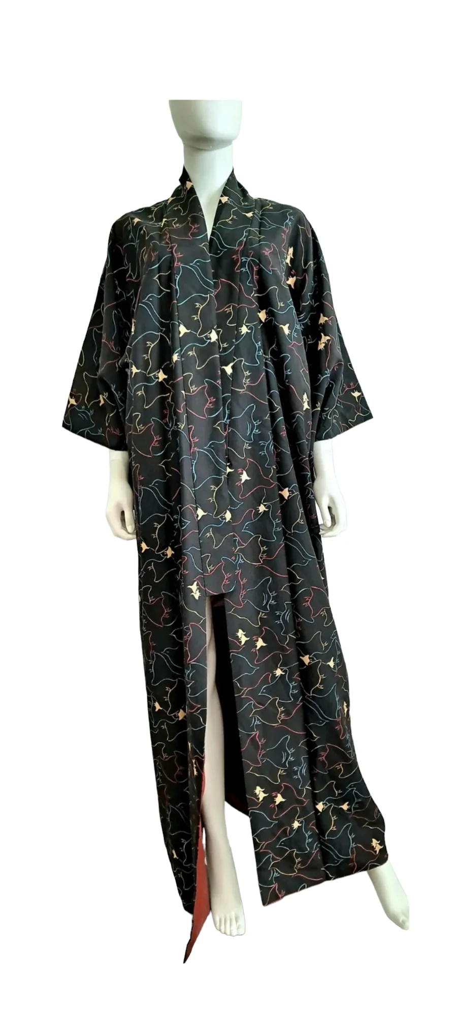Multi Colored Silk Bird Print Kimono - Image 6