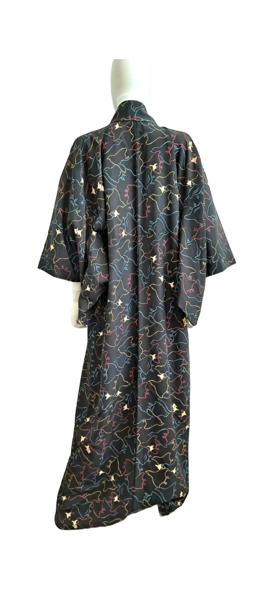 Multi Colored Silk Bird Print Kimono - Image 7